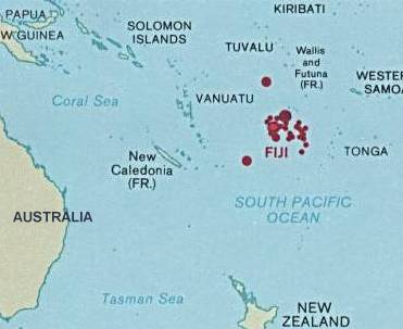 Lokasi Fiji di Oceania
