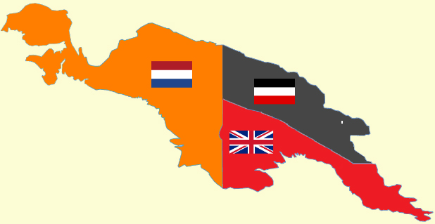 Pulau New Guinea dari 1884 hingga 1919. Jerman dan Britain menguasai separuh timur New Guinea.