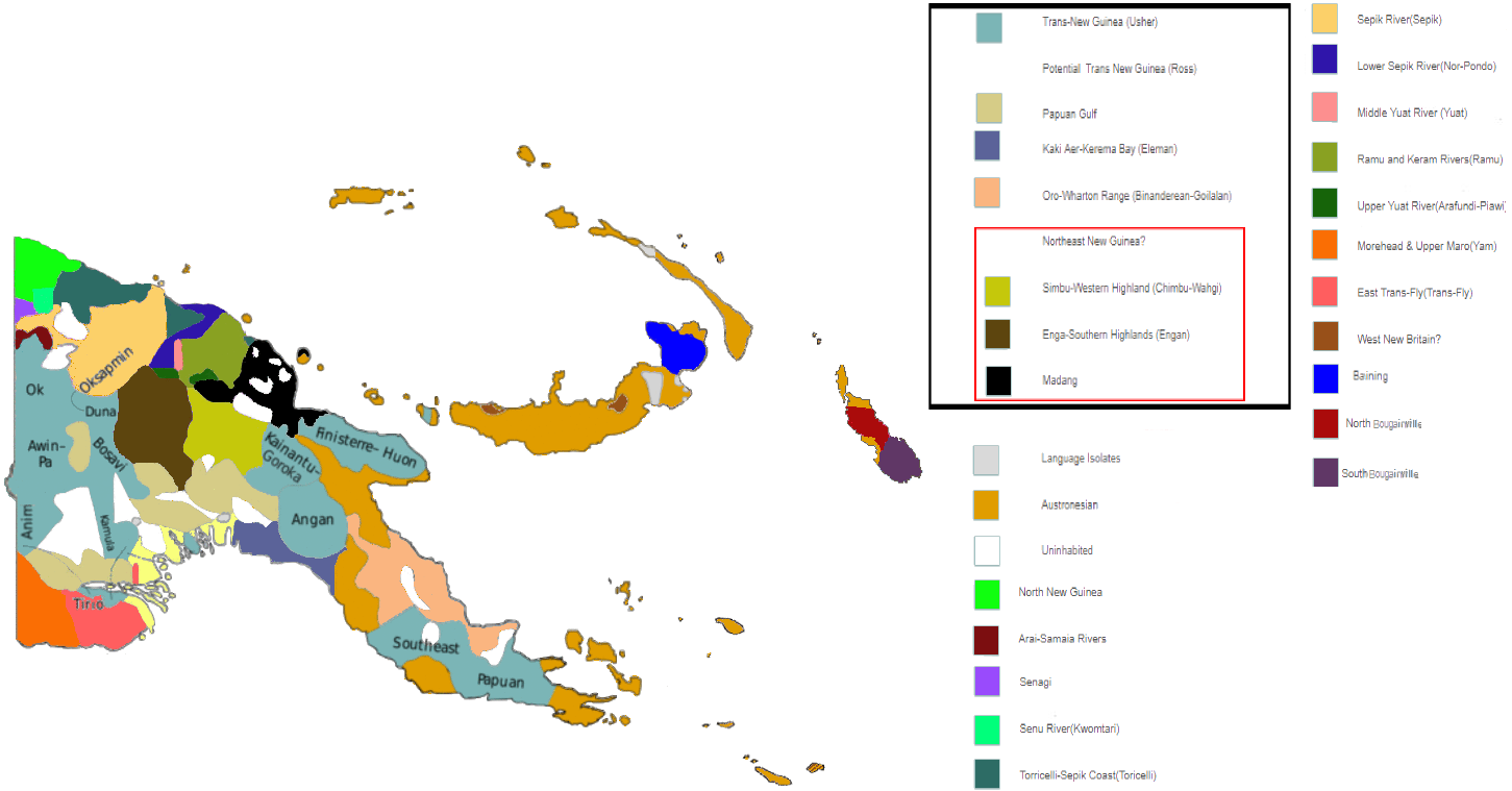 Keluarga bahasa di Papua New Guinea, menurut Timothy Usher.