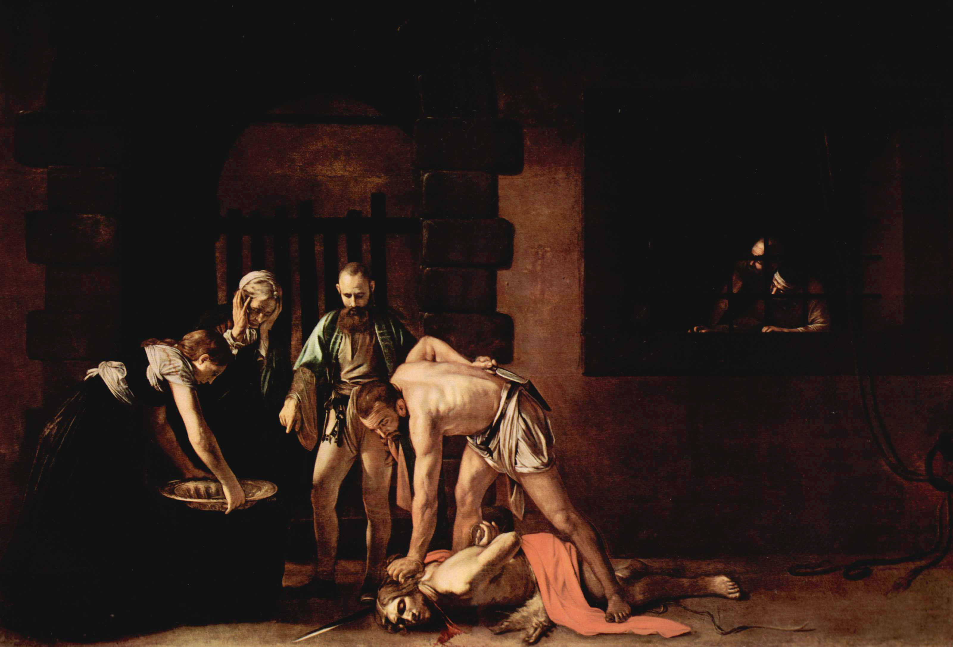 Sự chặt đầu của Thánh Gioan, của Caravaggio. Sơn dầu trên vải, 361 cm × 520 cm. Nhà nguyện của Nhà thờ chính tòa Thánh Gioan.