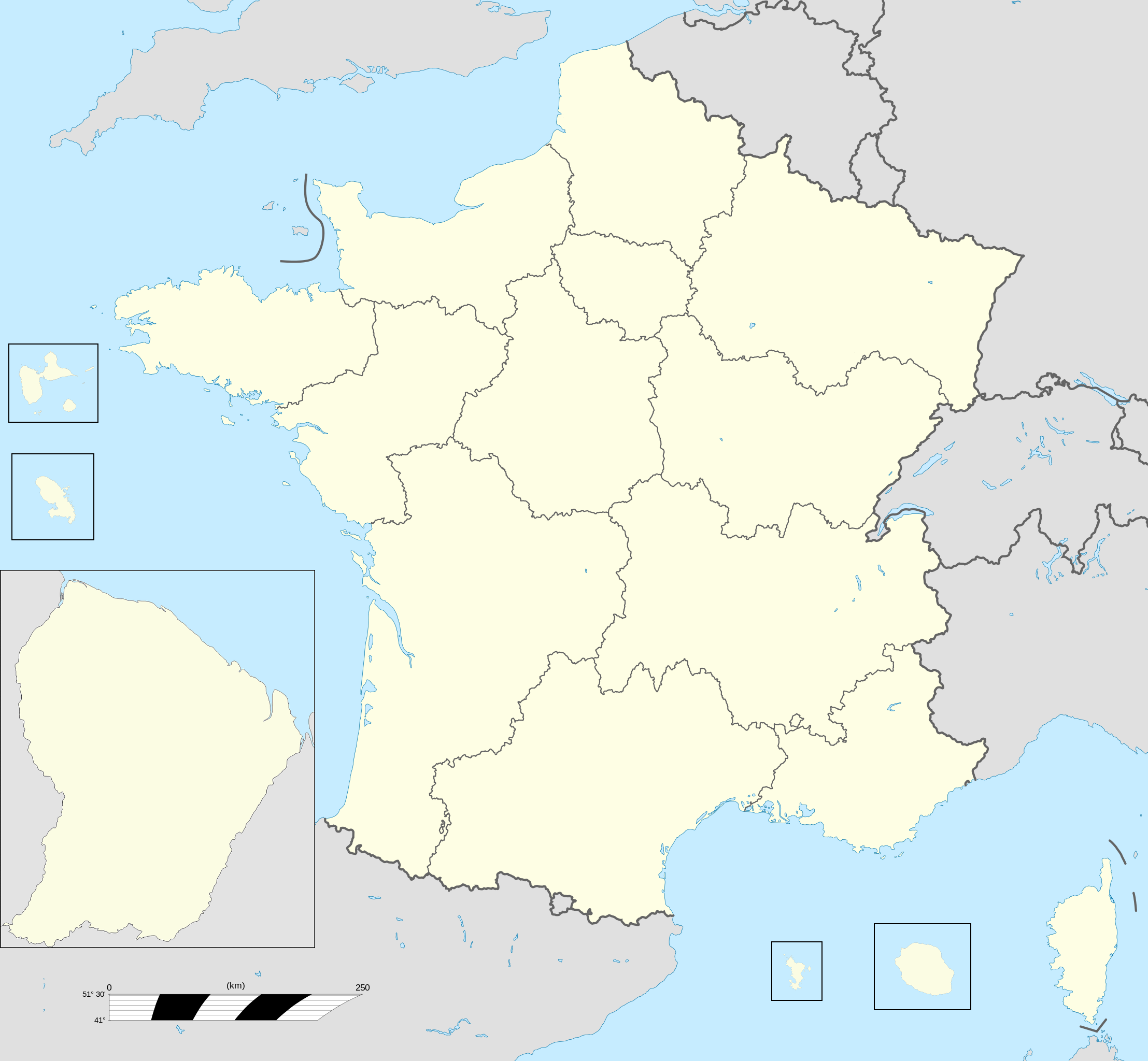 フランスの18の地域圏
