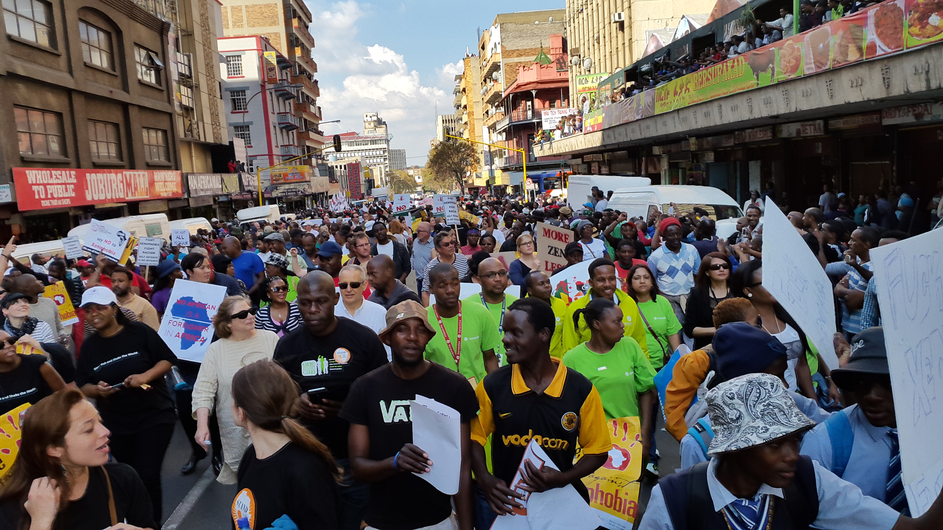 Perarakan di Johannesburg menentang xenofobia di Afrika Selatan, 23 April 2015