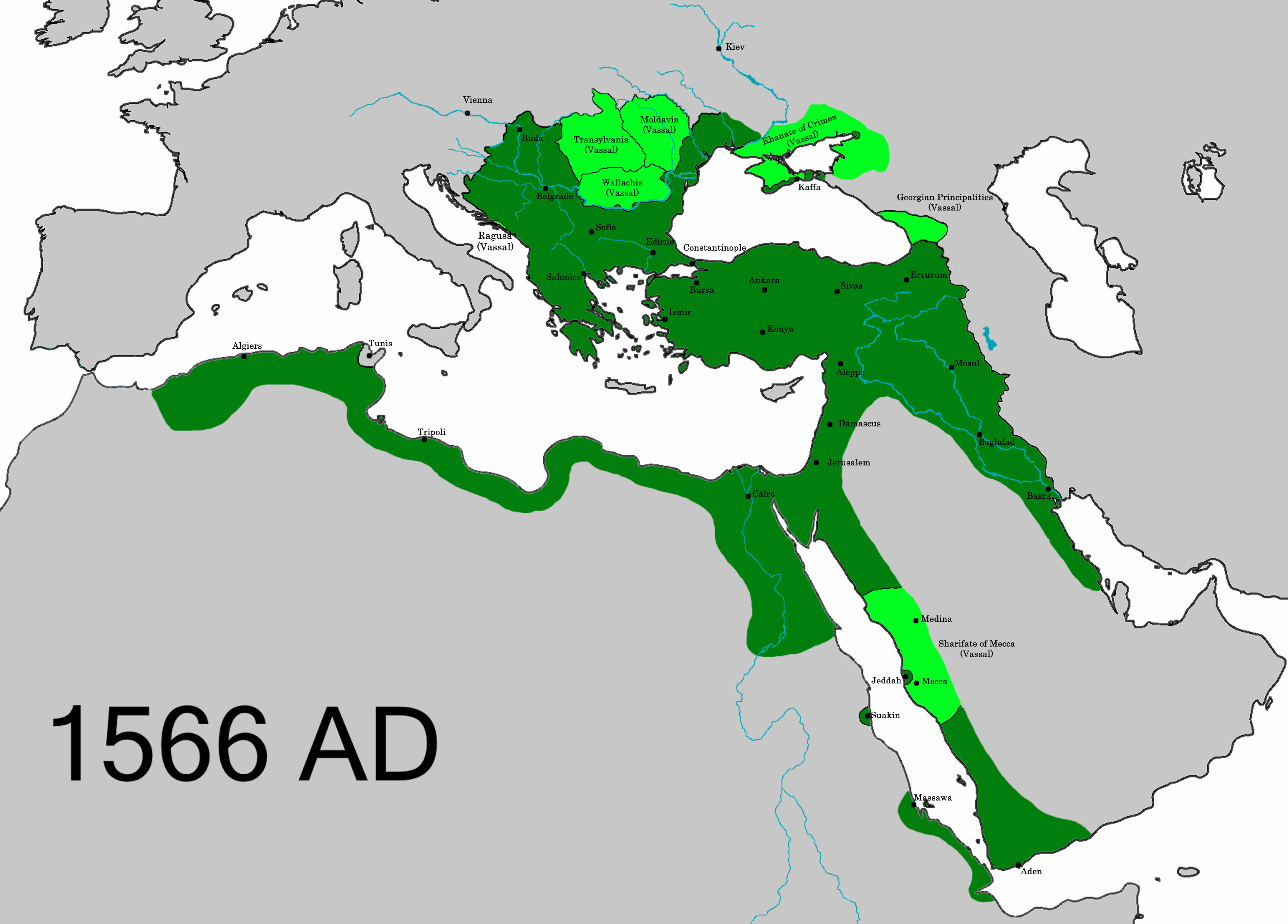 Eyalet Ottoman pada tahun 1566.