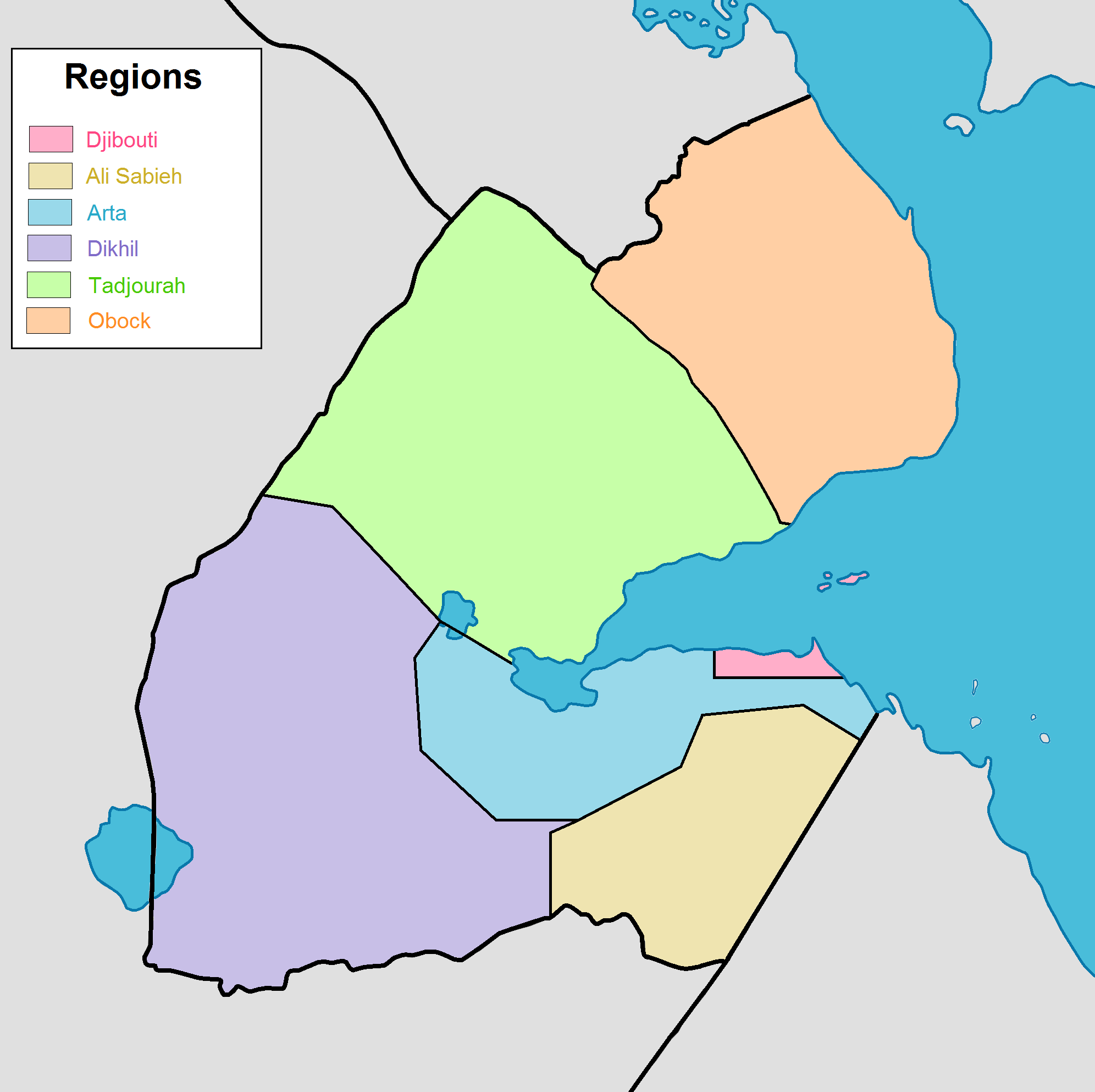 Peta wilayah-wilayah Djibouti