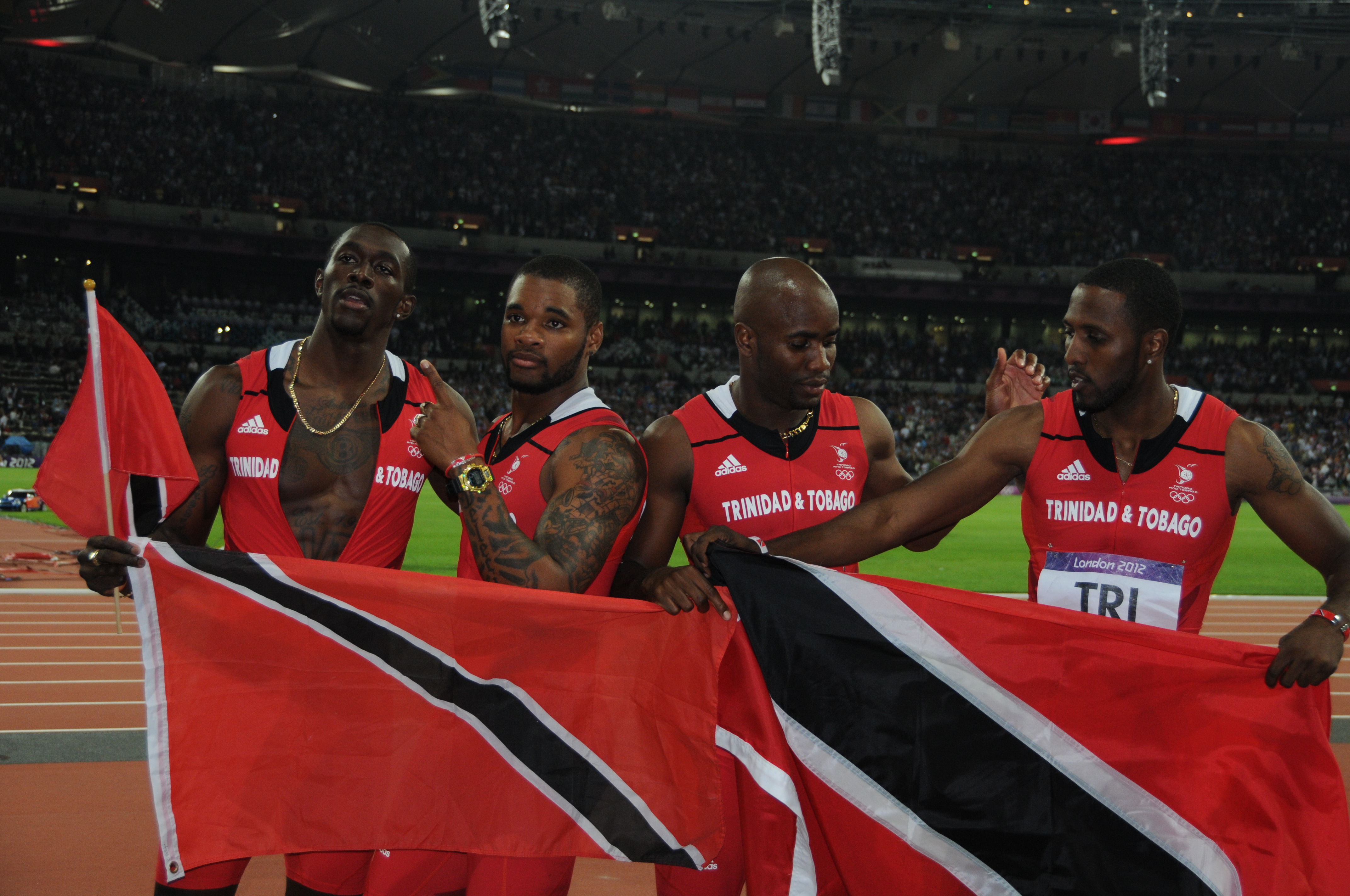Trinidad dan Tobago memenangkan perunggu dalam Estafet 4x400 Putra pada Olimpiade London 2012