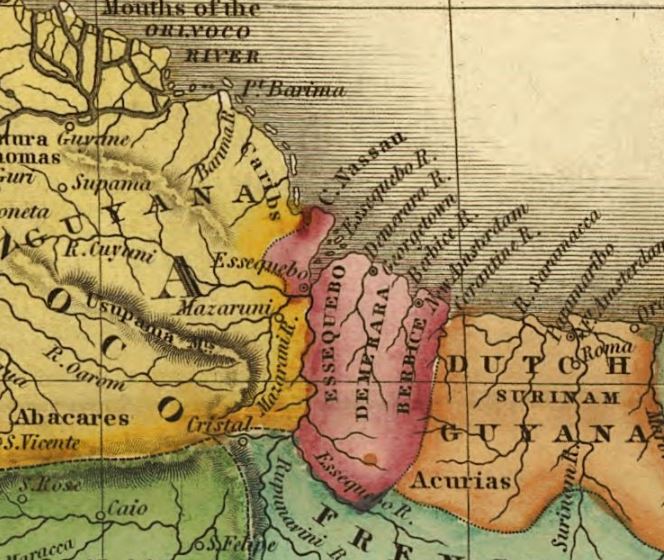 Peta Guyana Belanda dan Inggris pada tahun 1826