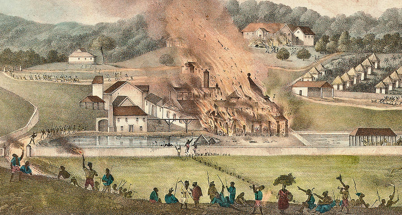 Sebuah perkebunan dibakar selama Perang Baptis tahun 1831-32