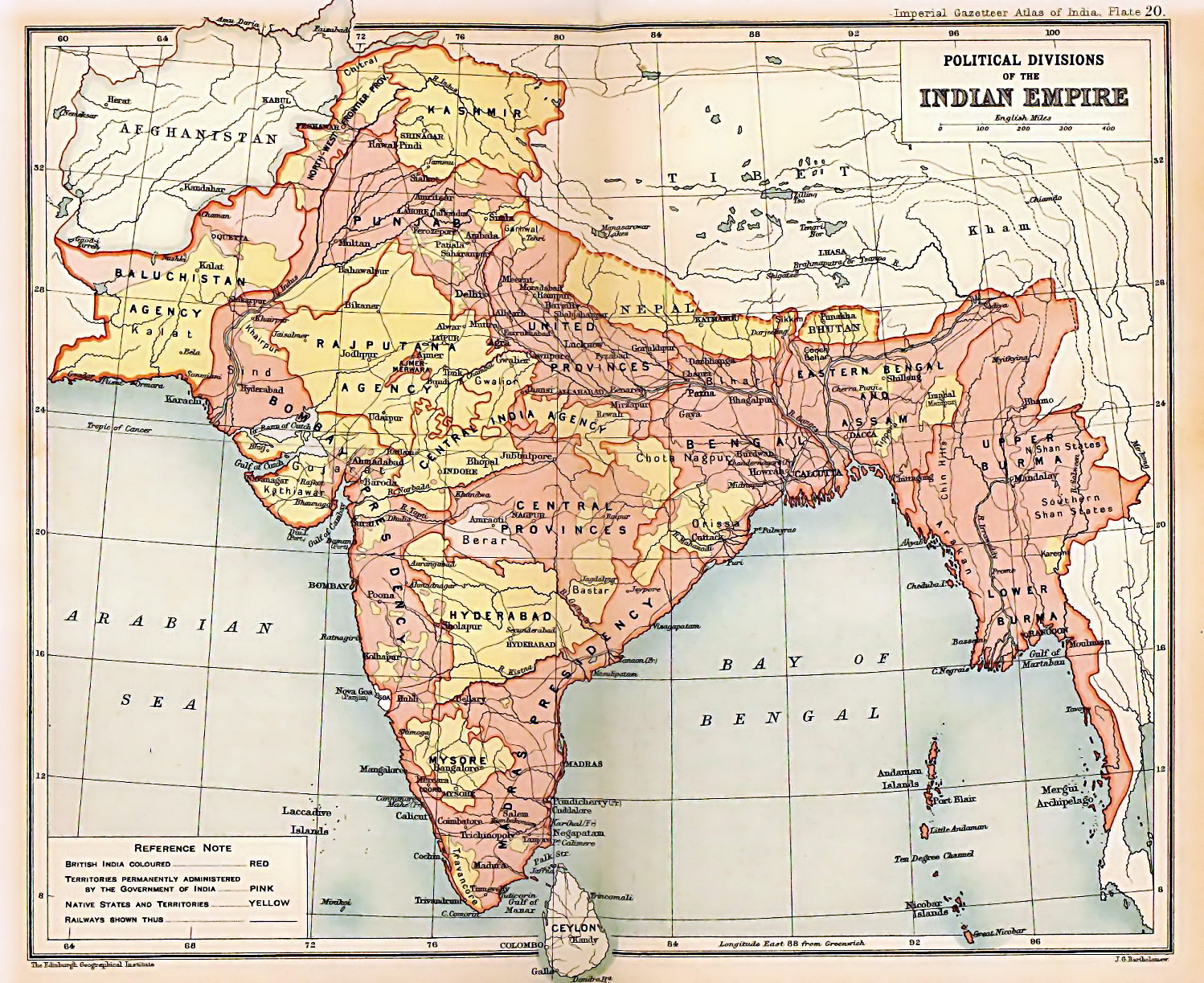 Peta Empayar India British tahun 1909