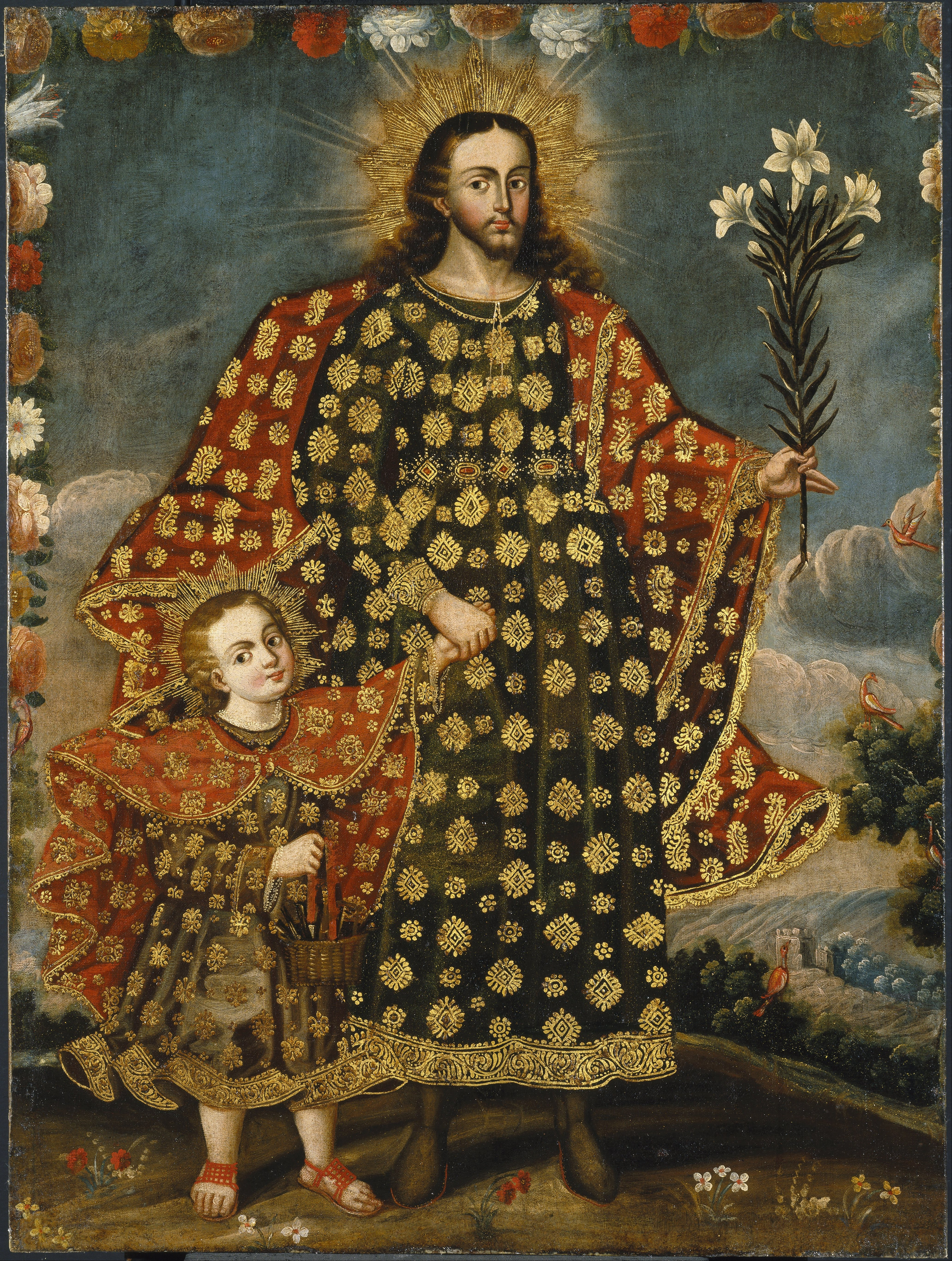 Santo Yosef dan Kanak-kanak Kristus, Anonim, Sekolah Lukis Kolonial Cusco, abad ke-17-18.