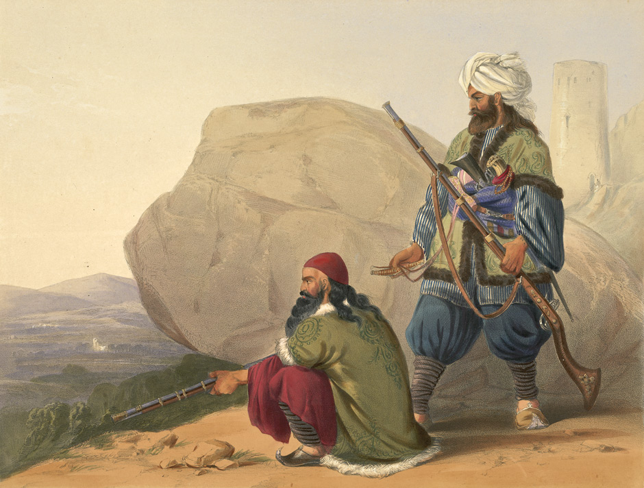 Puak Afghan pada tahun 1841, dilukis oleh pegawai British James Rattray.
