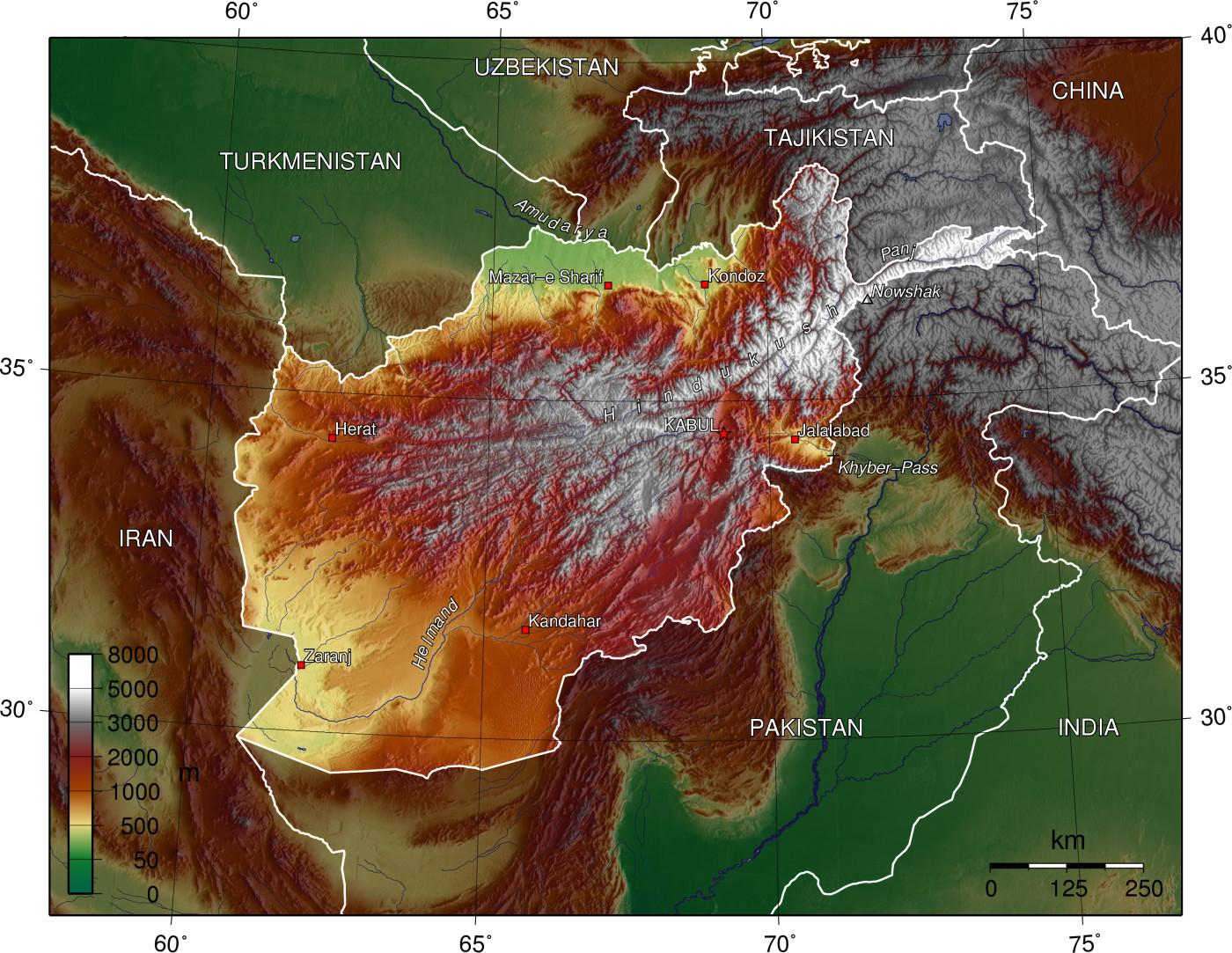 Topografi pergunungan Afghanistan