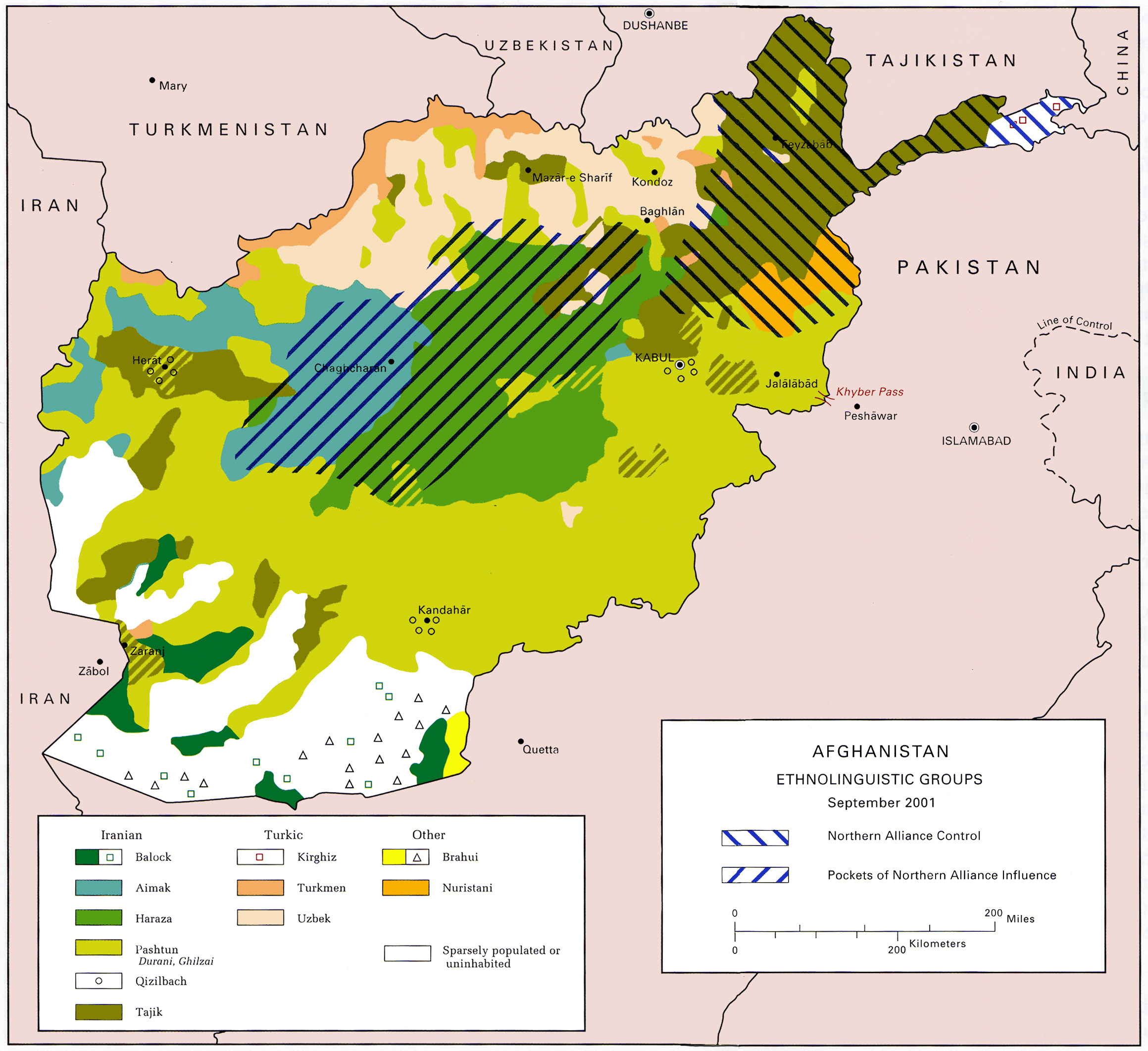 Peta etnolinguistik Afghanistan (2001)