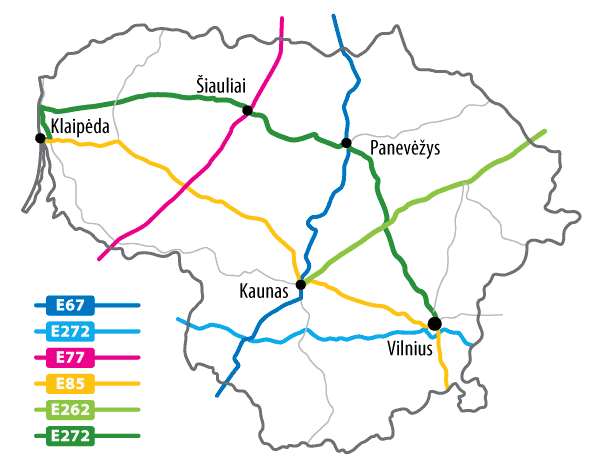 Lebuh raya utama di Lithuania