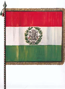 Bendera Republik Cispadane, triwarna Italia pertama yang diadopsi oleh negara Italia berdaulat (1797)