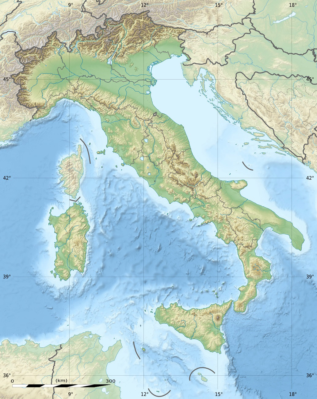 Peta topografi Italia