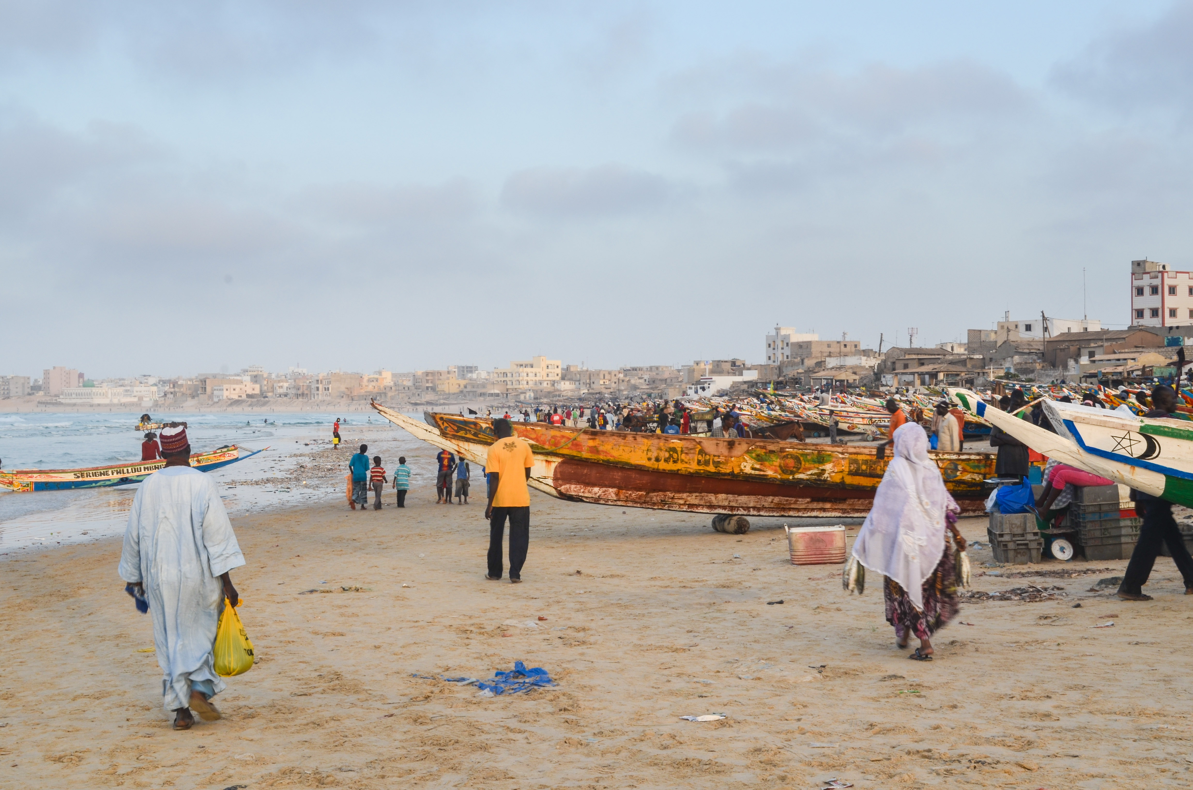 Fishing boats in Yoff, Dakar. The fishing sector is crucial for livelihoods and the national economy.