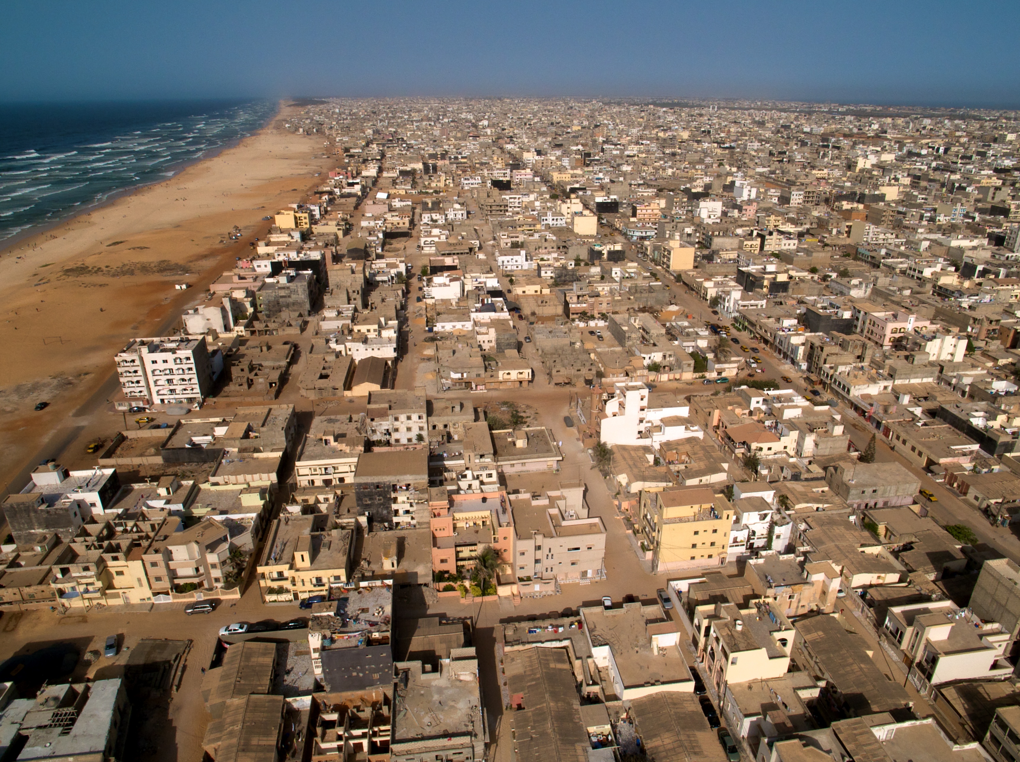 Aerial view of Yoff Commune, Dakar, a major urban area where Wolof is a dominant lingua franca alongside French.