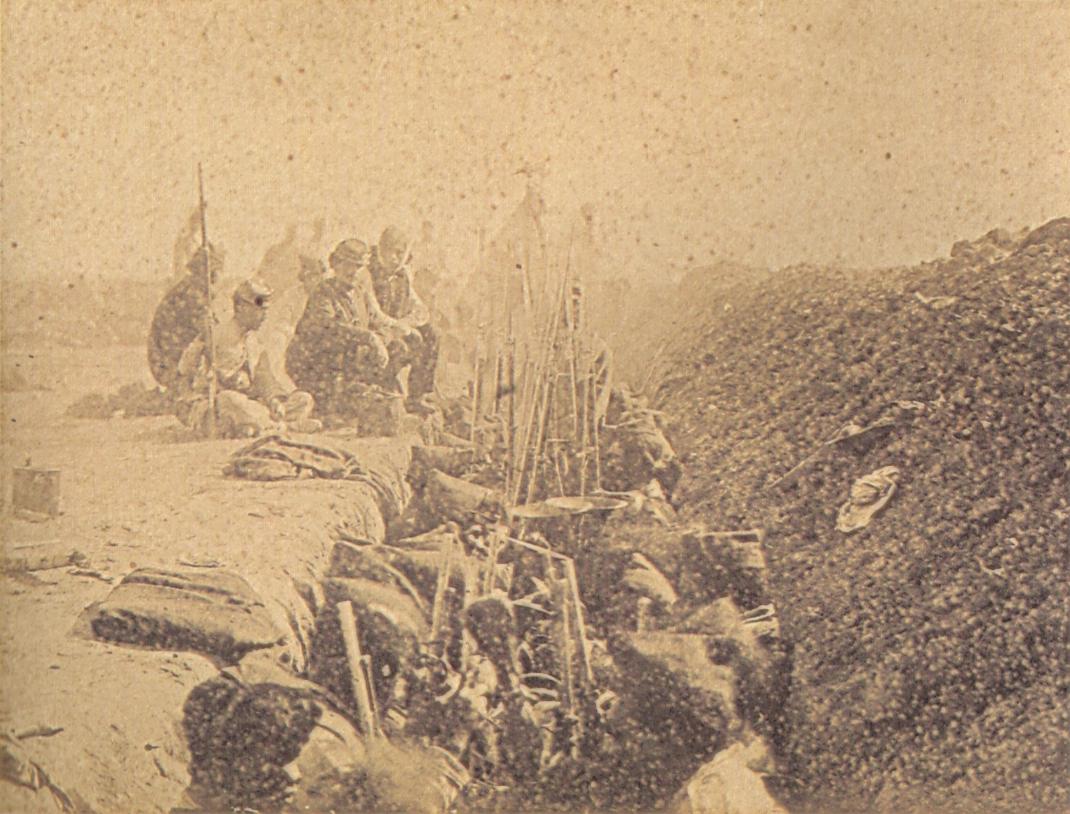 三国同盟戦争中の1866年、トゥユティの戦いで塹壕に入るウルグアイ軍