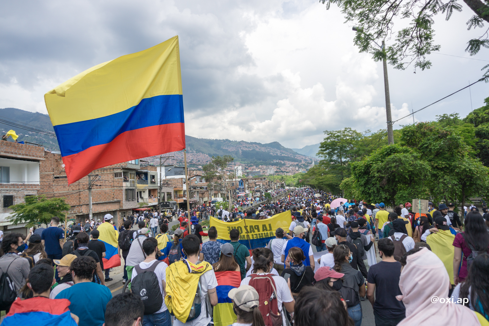 Penunjuk perasaan di Medellín.