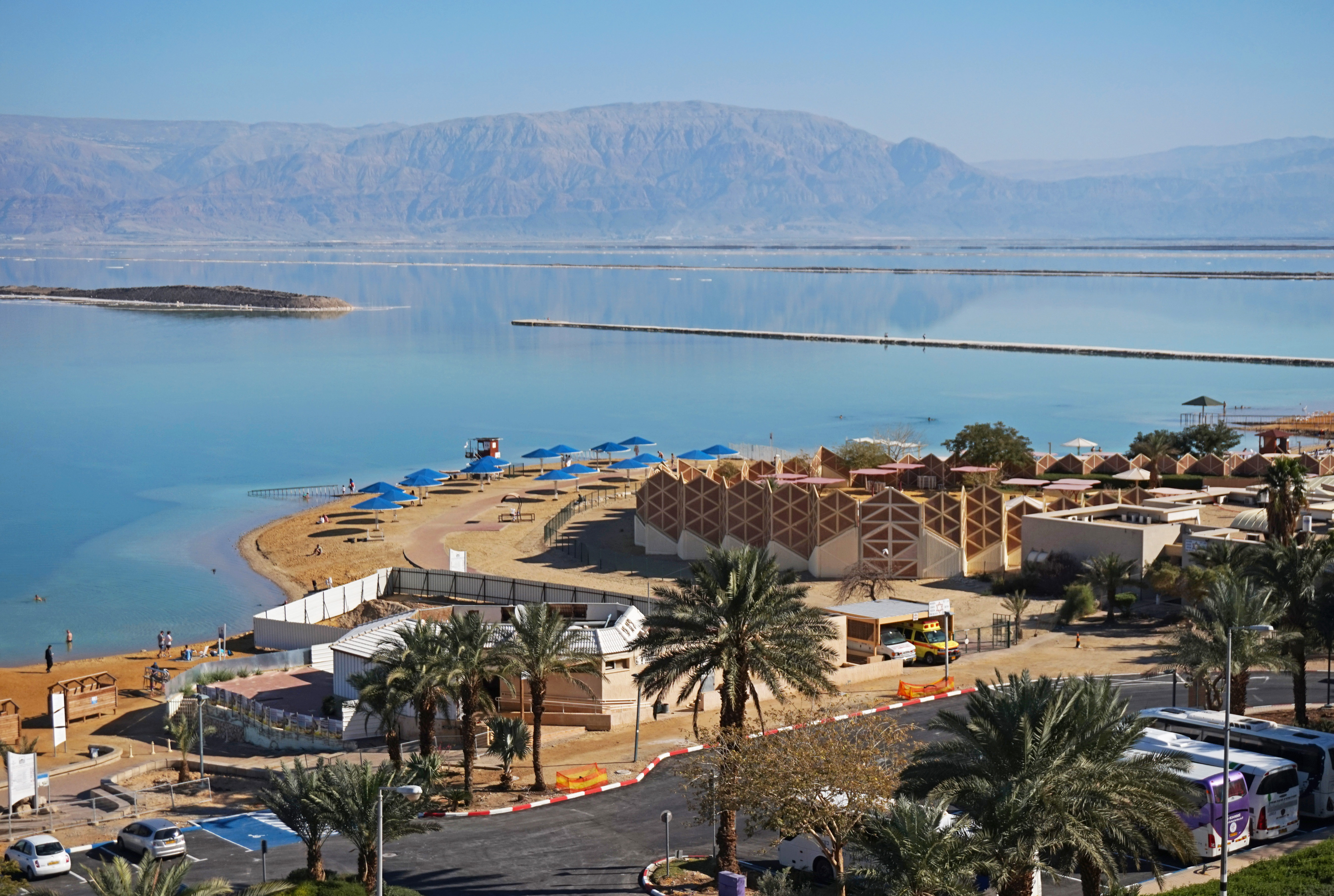 Ein Bokek resort on the shore of the Dead Sea, a major tourist attraction.