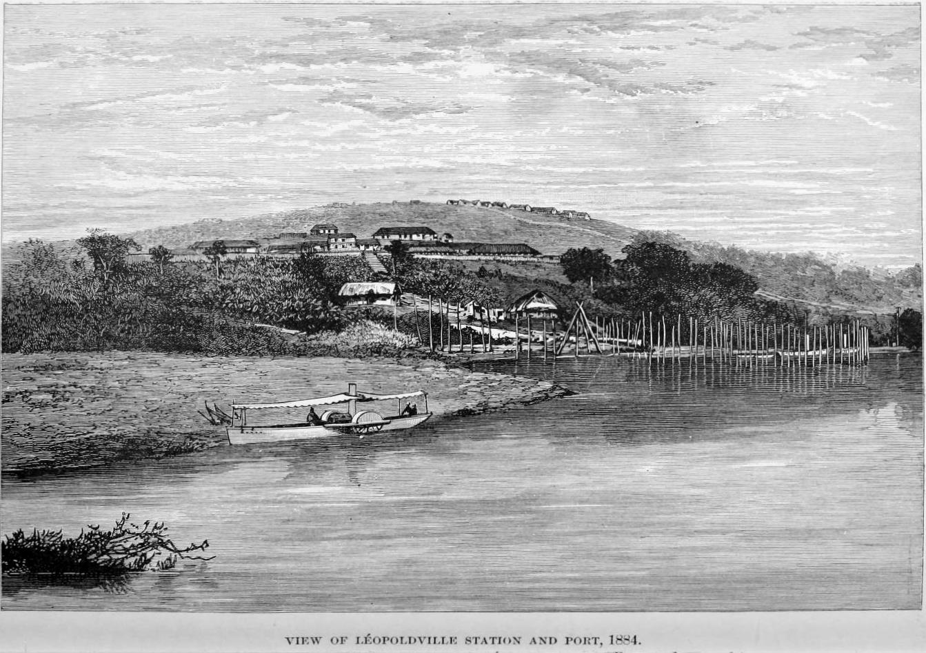 Pemandangan Stesen dan Pelabuhan Leopoldville pada tahun 1884.