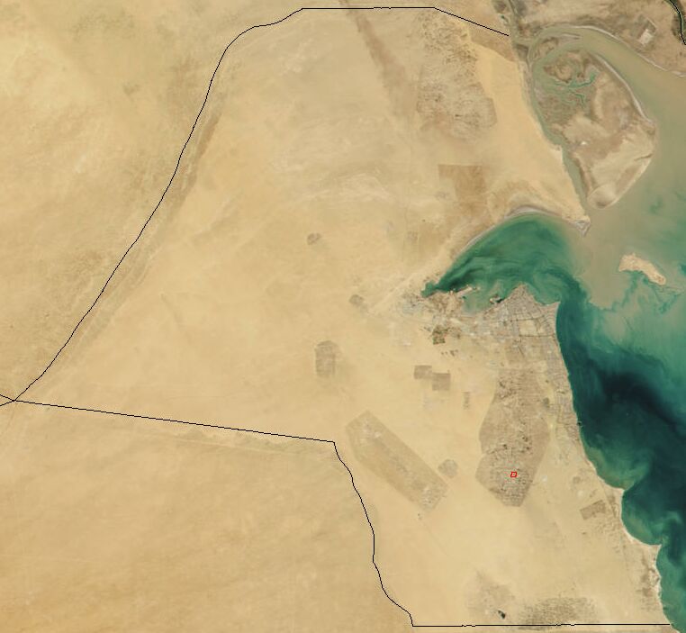 imej satelit Kuwait menunjukkan topografi gurunnya.