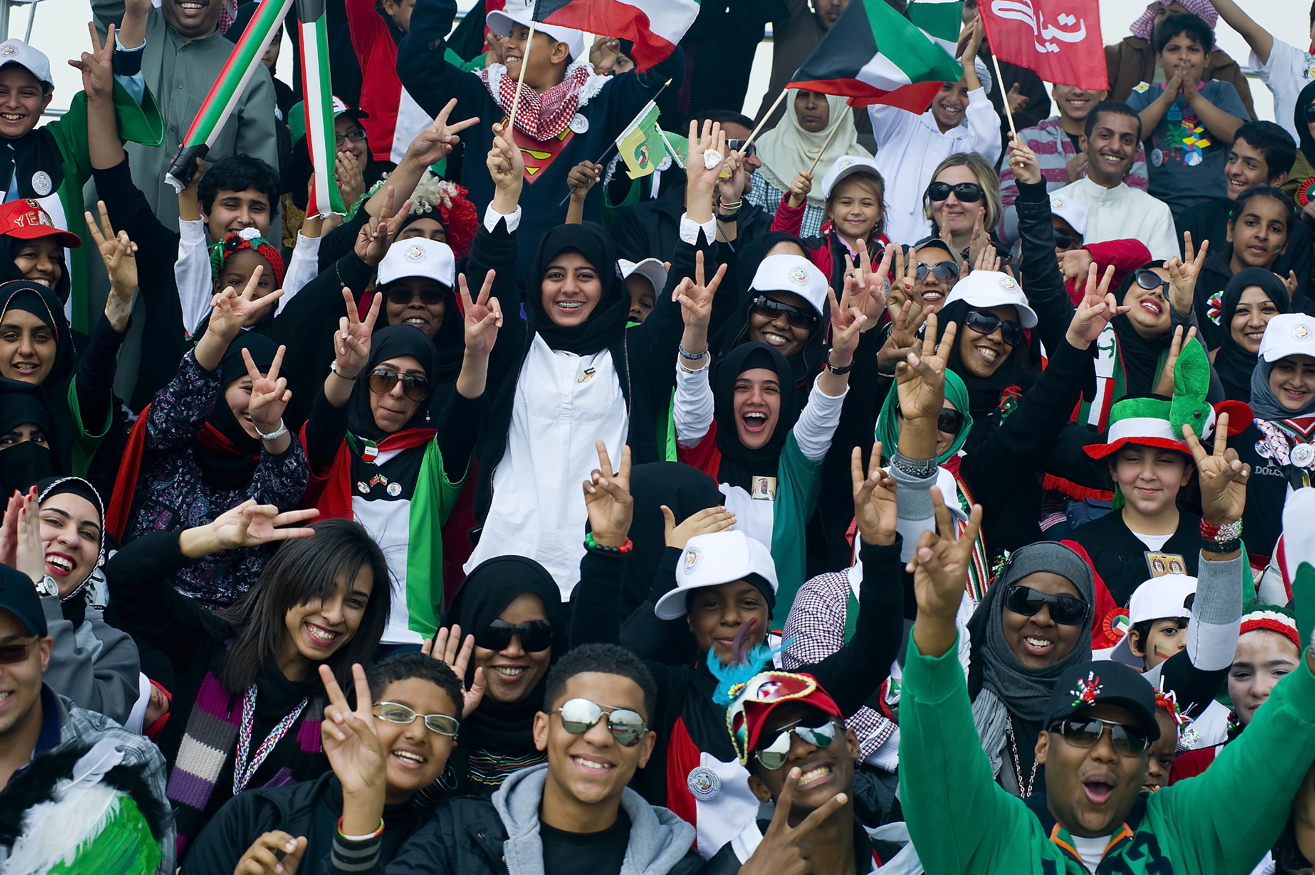 Belia Kuwait meraikan kemerdekaan dan pembebasan Kuwait, 2011.