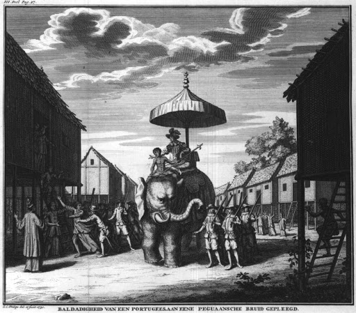 Pemerintah Portugis menunggang Gajah dan tenteranya. Philips, Jan Caspar (pelukis dan pengukir).