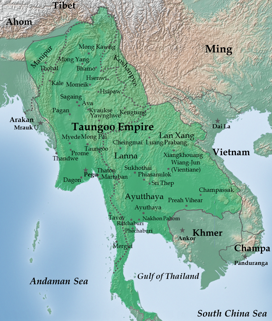 Empayar Toungoo Pertama di bawah Bayinnaung pada tahun 1580.