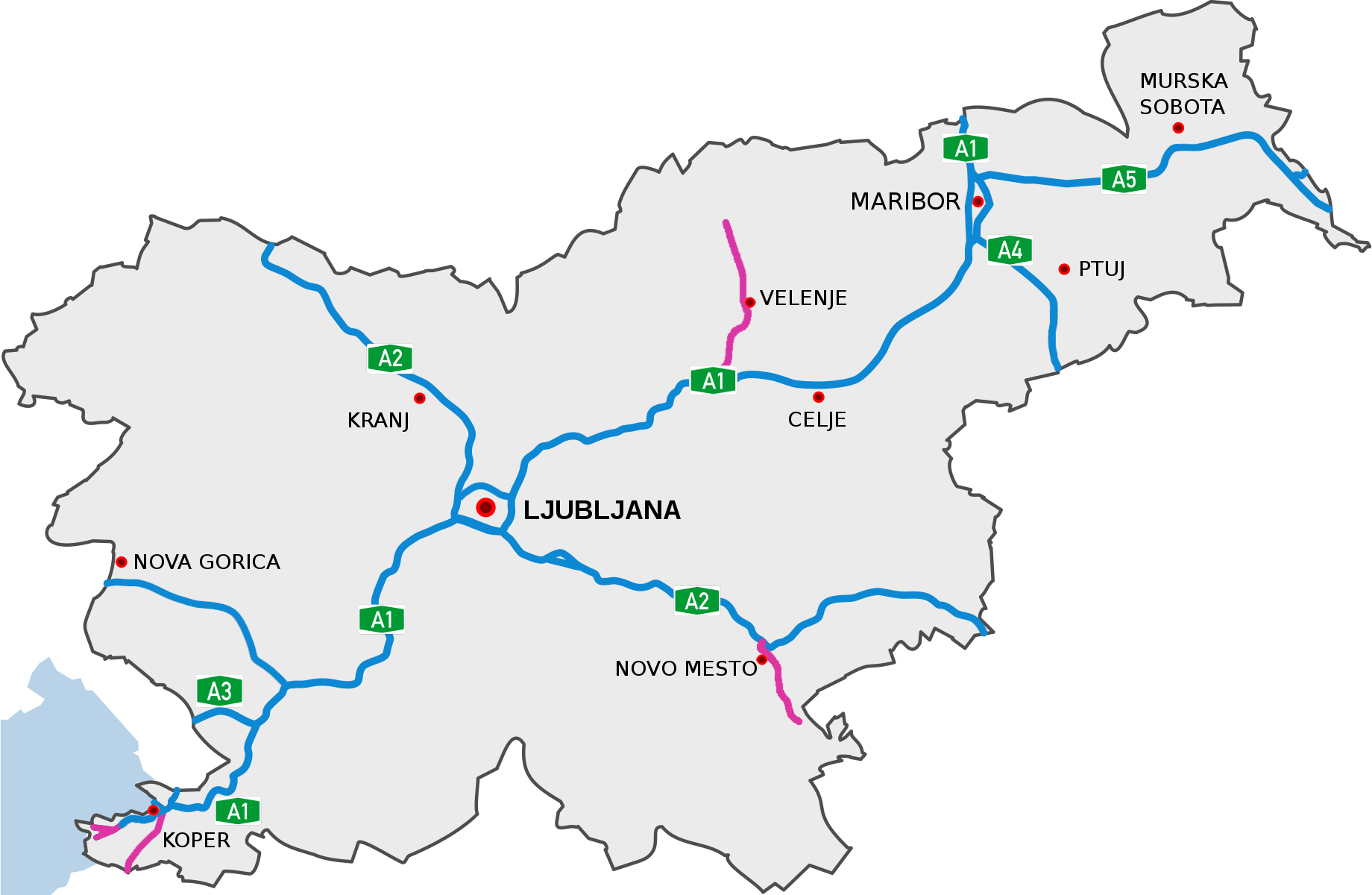Đường cao tốc ở Slovenia vào tháng 8 năm 2020.