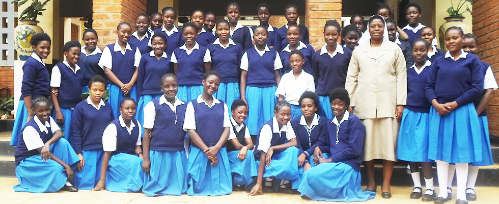 Pupils at St Monica's Girls Secondary School in Chipata, Eastern Province, highlighting efforts in girls' education.