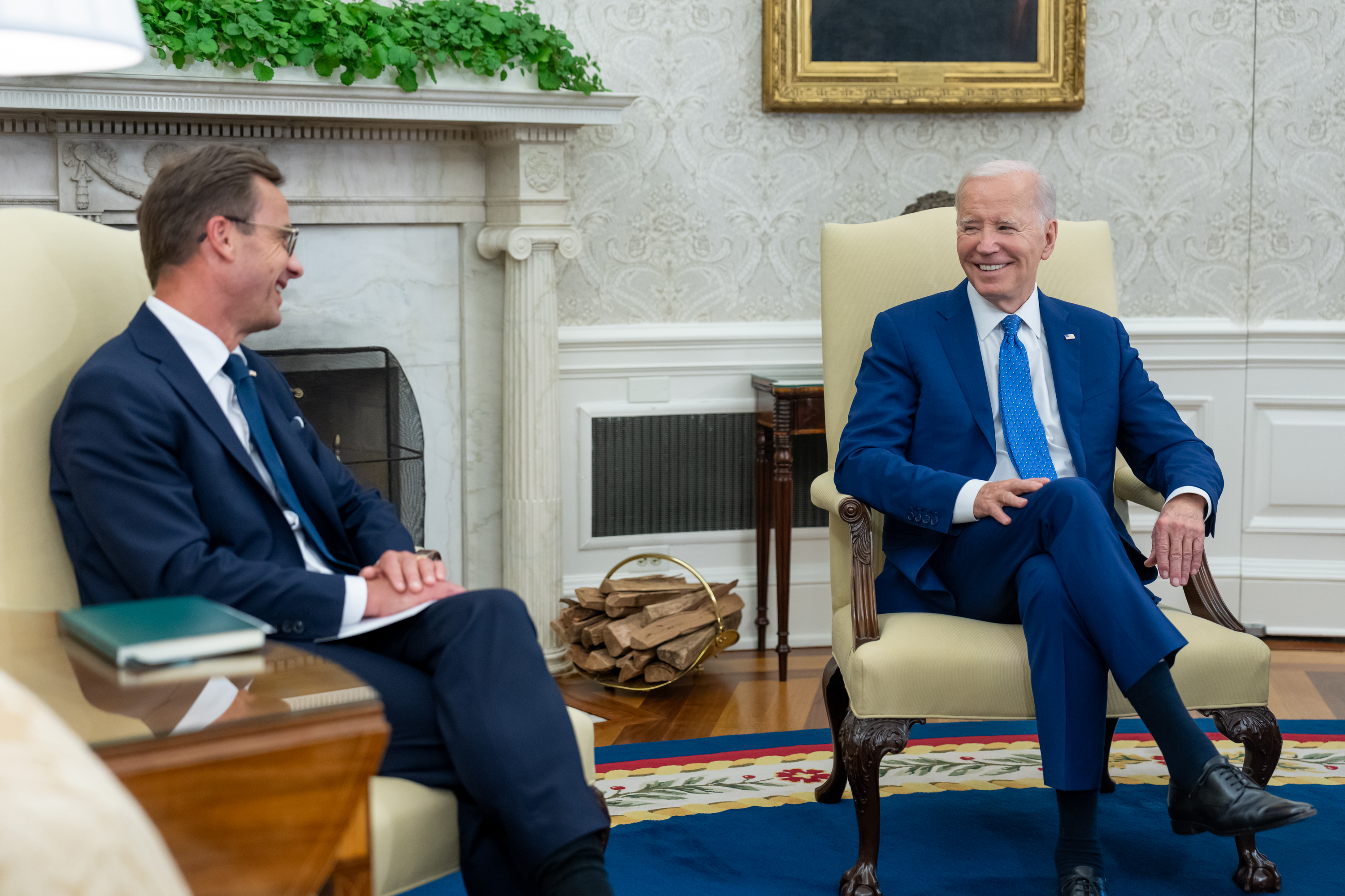 ウルフ・クリステルソン首相とアメリカ合衆国大統領ジョー・バイデン(ホワイトハウスにて、2023年)