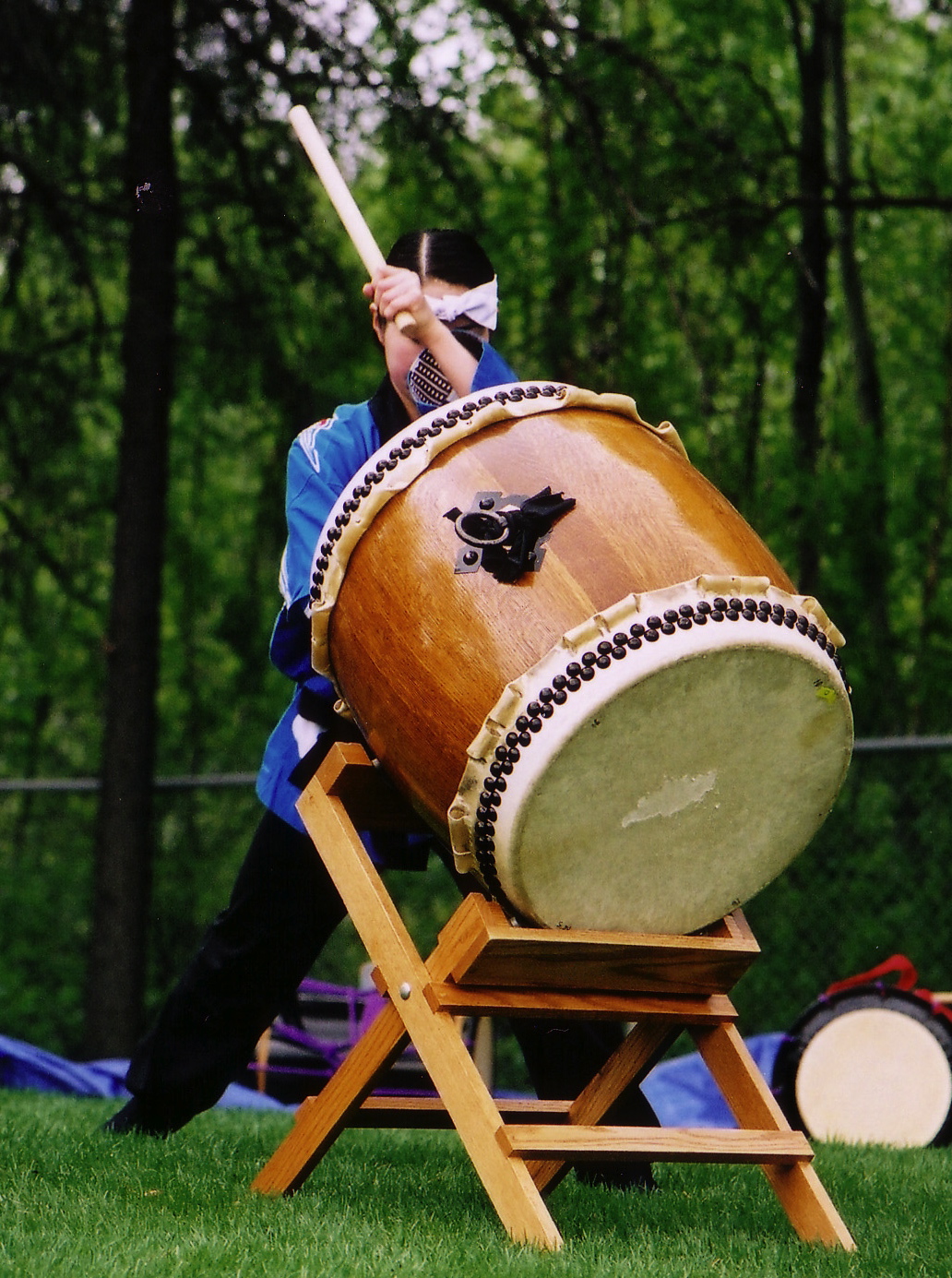 A Japanese taiko drum. Traditional Japanese music, including taiko drumming, coexists with a vibrant contemporary music scene.