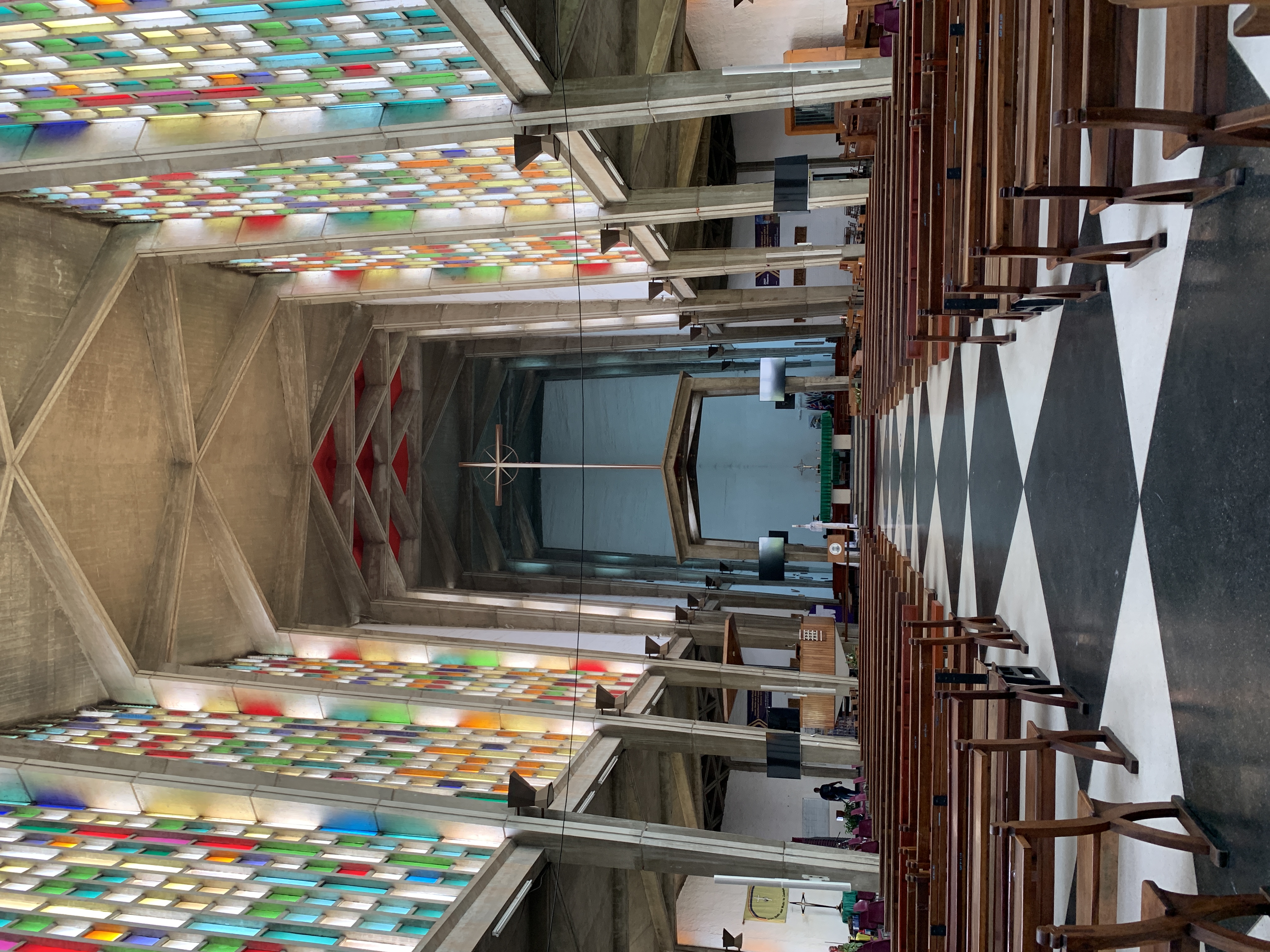 The interior of the Anglican Cathedral of the Holy Cross in Lusaka, representing one of the major Christian denominations in Zambia.
