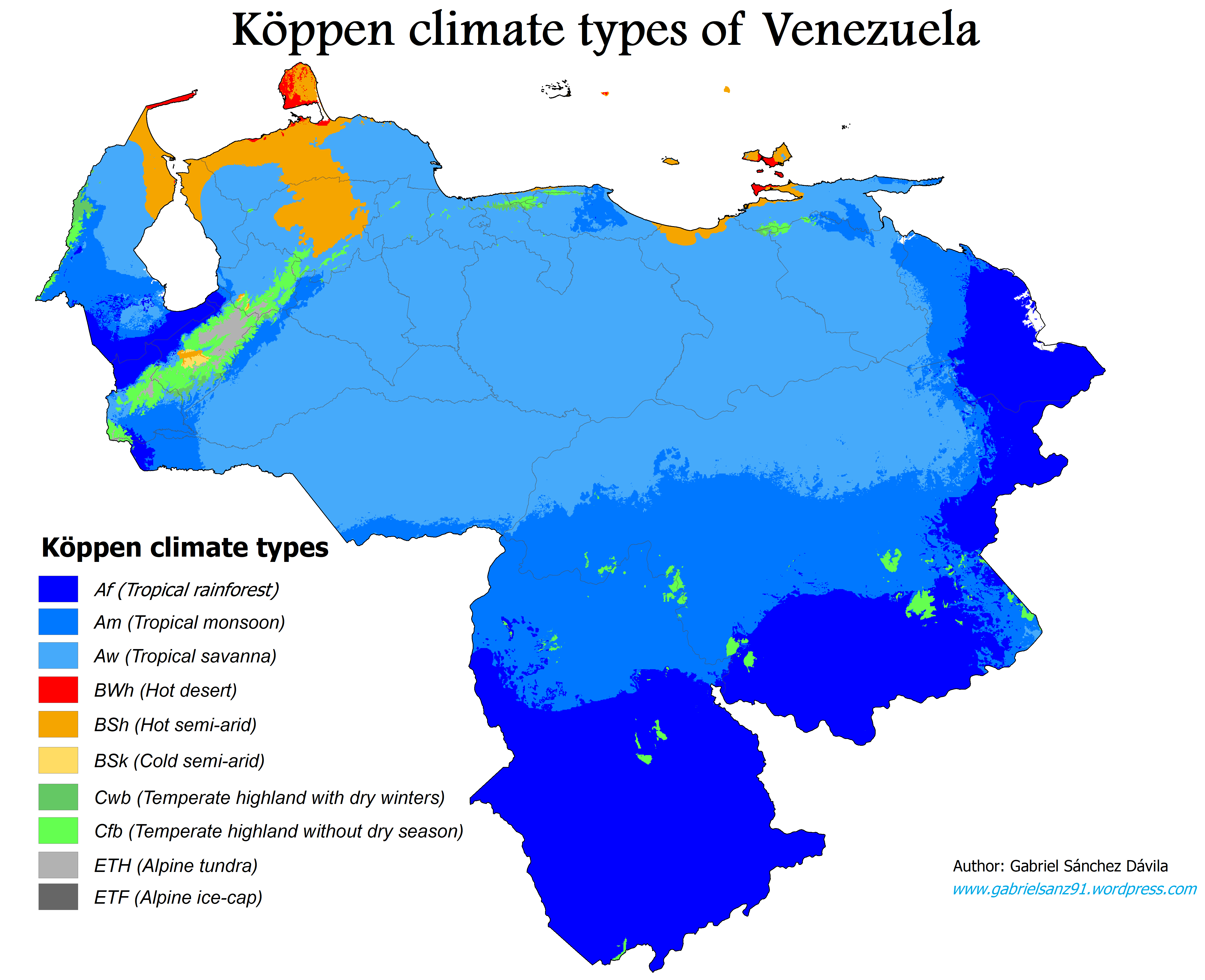 Peta klasifikasi iklim Köppen Venezuela