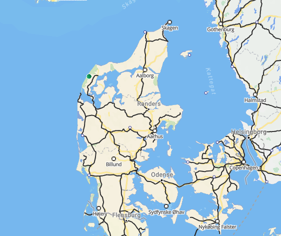 Jaringan kereta api penumpang dan barang Denmark.