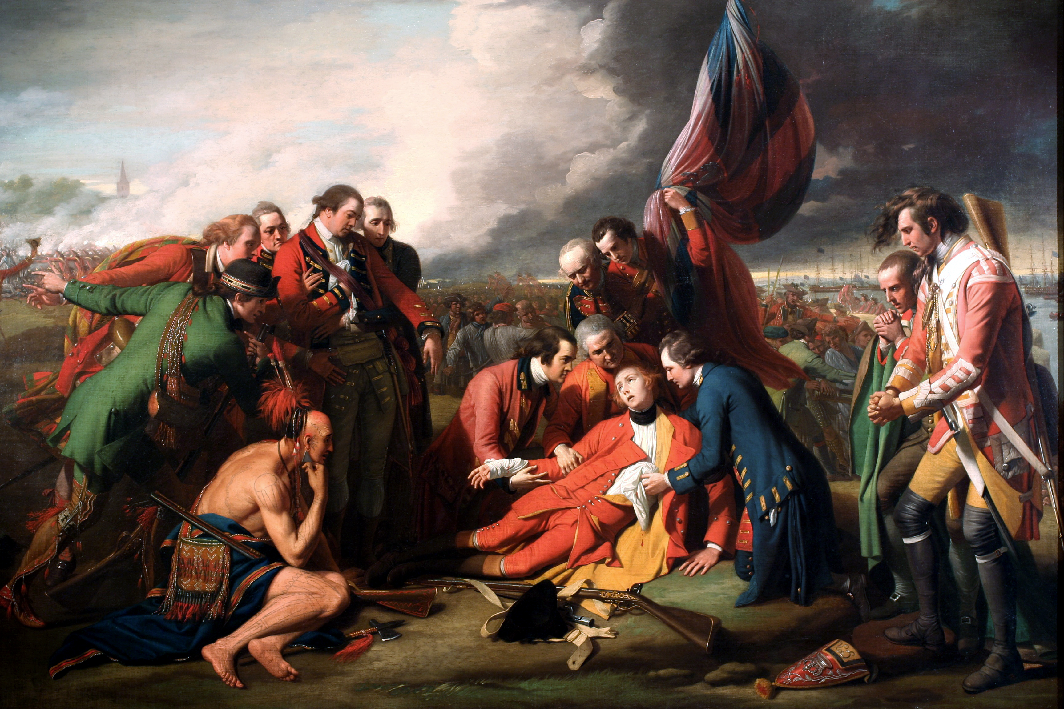 ベンジャミン・ウエスト作『ウルフ将軍の死』(1771年)は、ケベック・シティーでのエイブラハム平原の戦いにおけるジェームズ・ウルフの死を劇的に描いている。