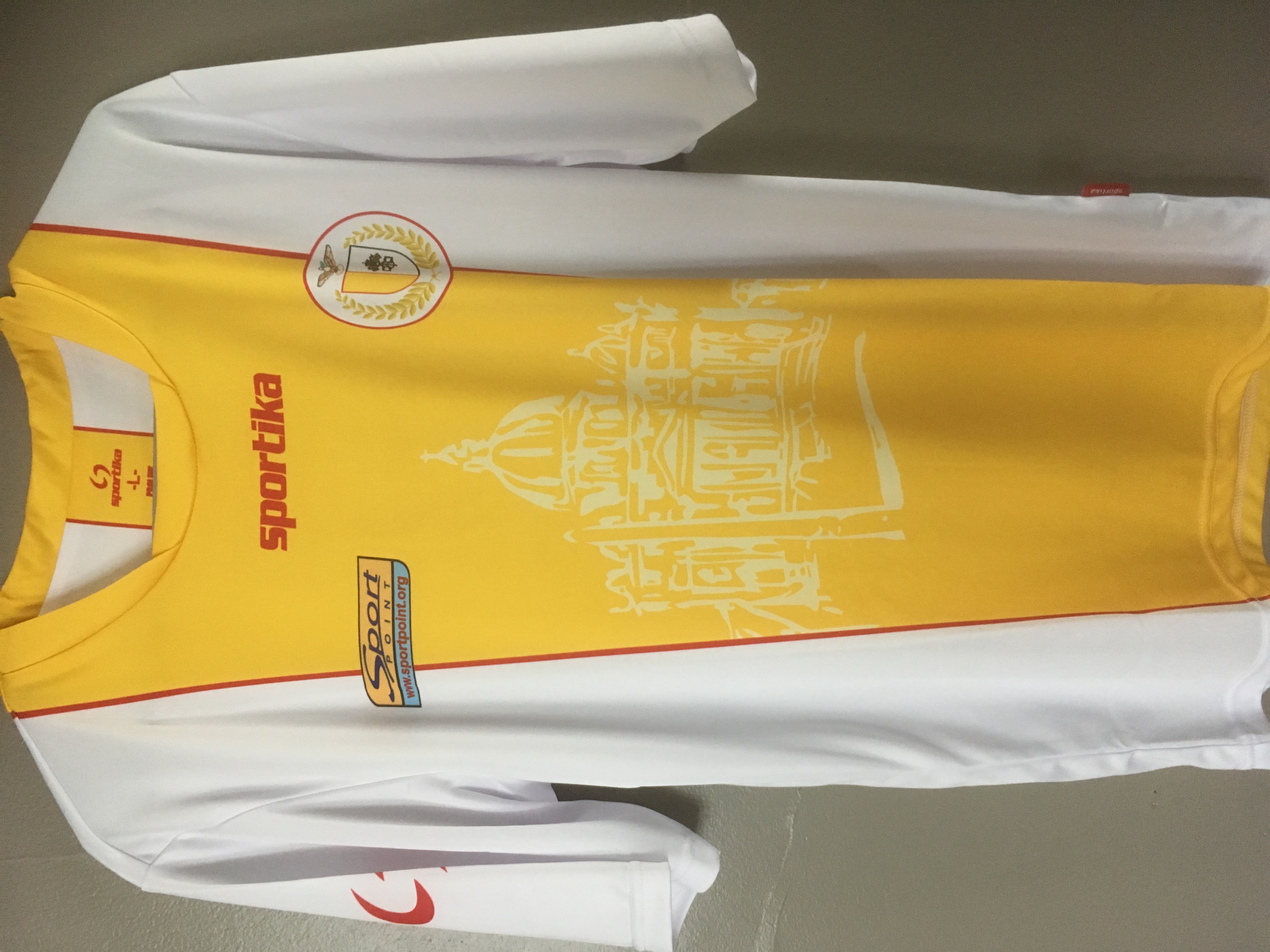 公式エンブレムが付いた2017年のサッカー男子チームのTシャツ。