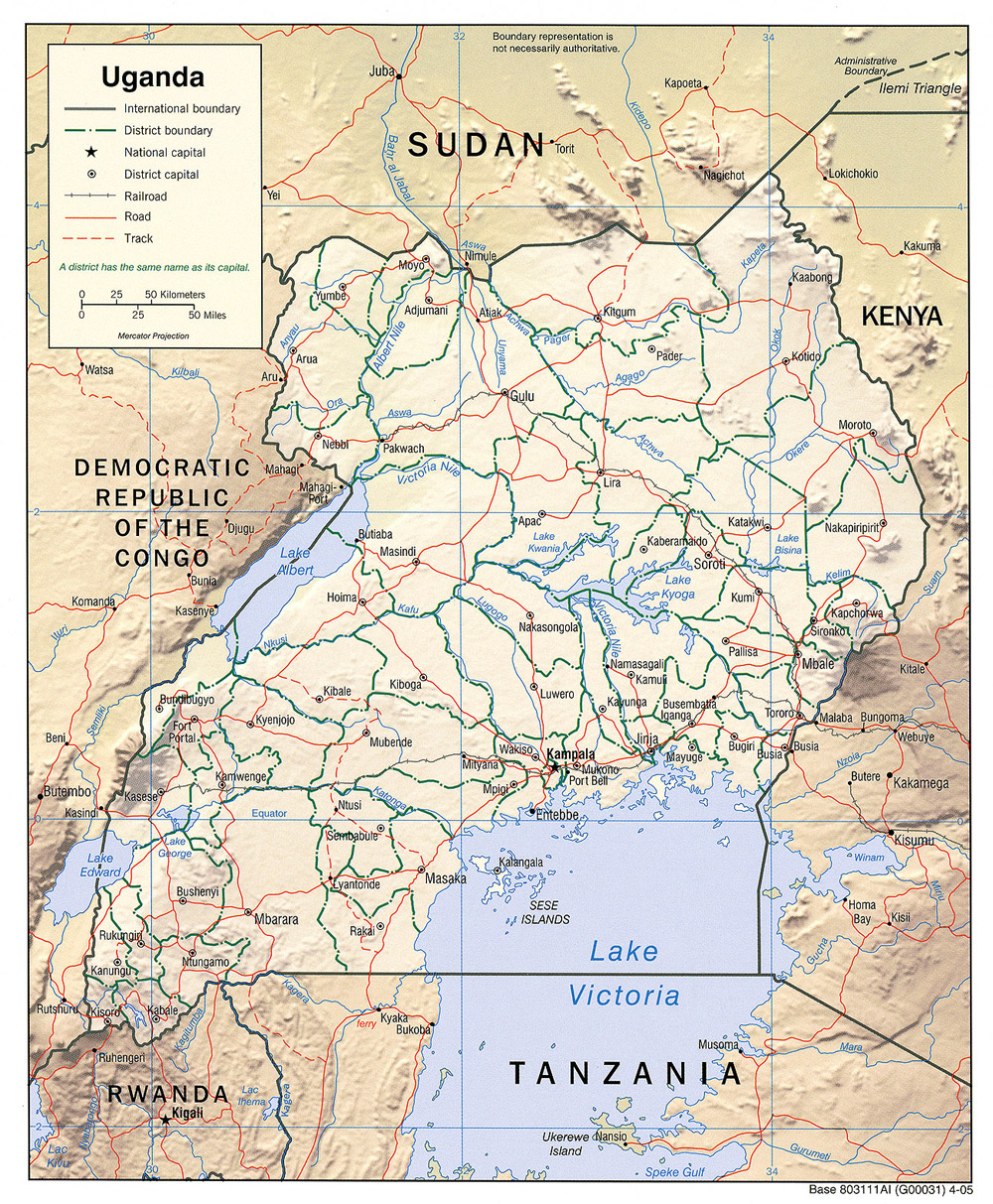Bản đồ địa hình Uganda