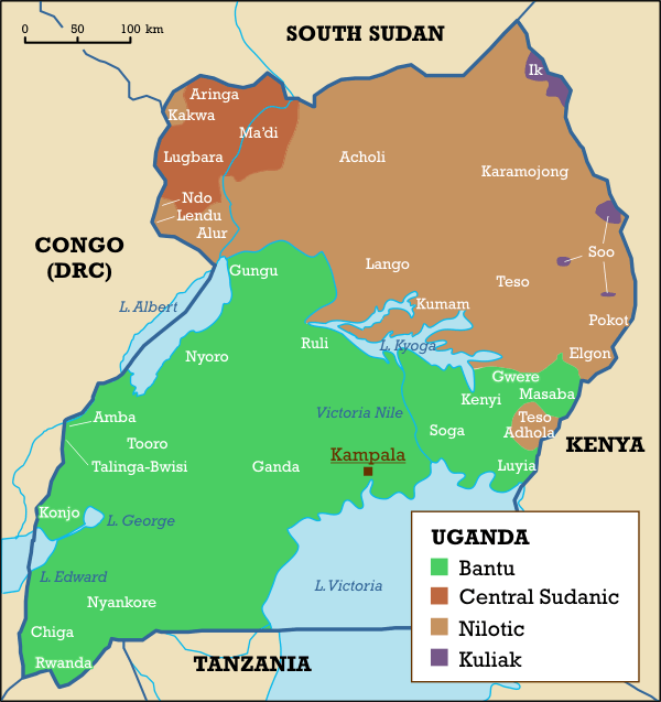 Bản đồ dân tộc-ngôn ngữ của Uganda