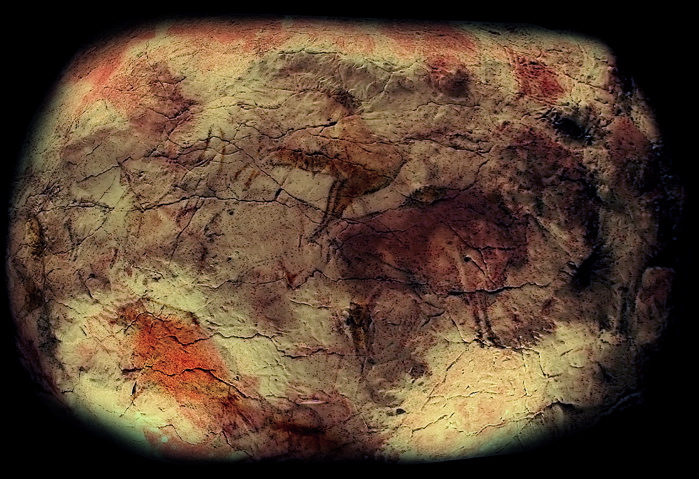 Replica of the ceiling paintings in the Altamira cave, National Archaeological Museum, Madrid.