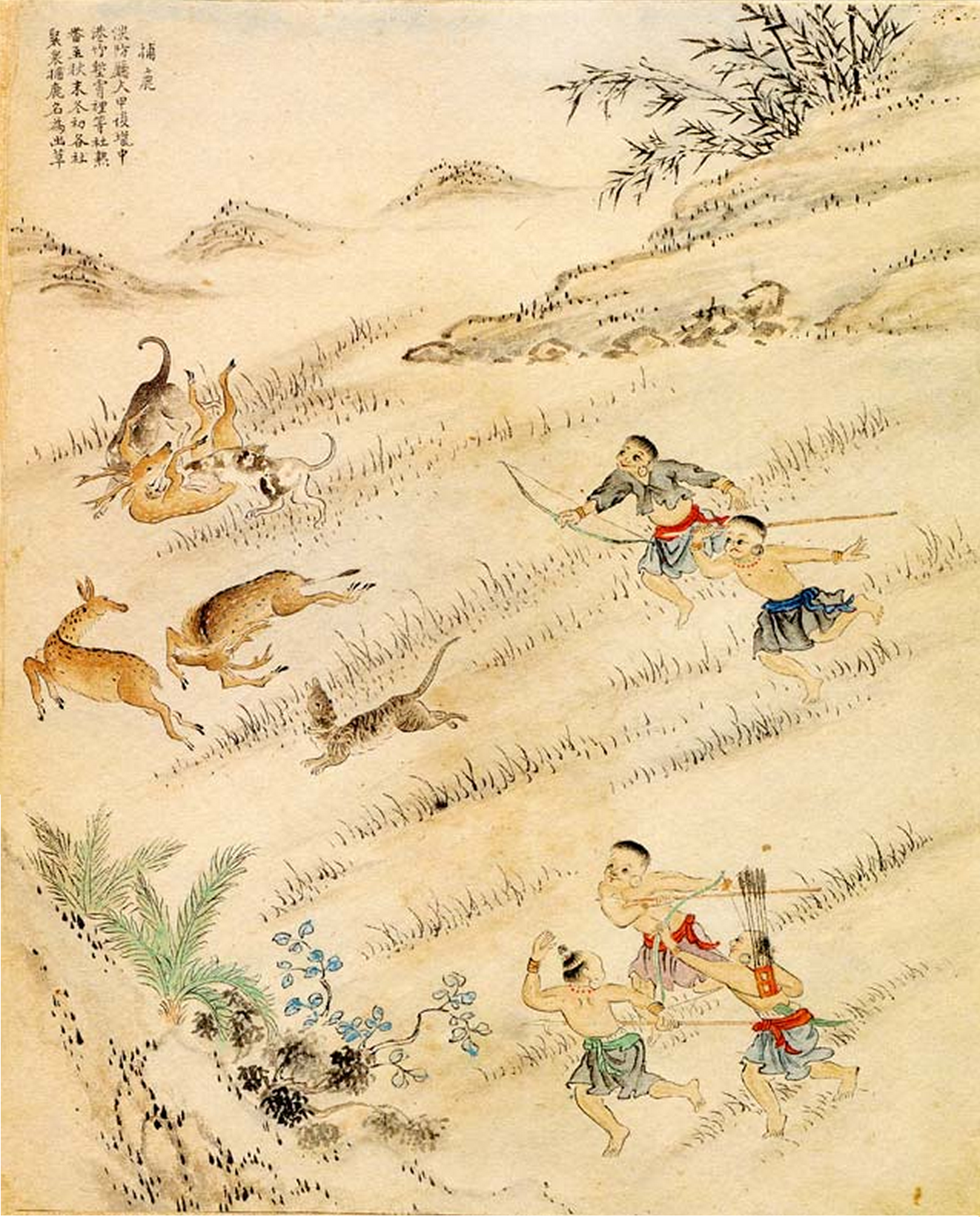 Orang asli Taiwan memburu rusa, 1746