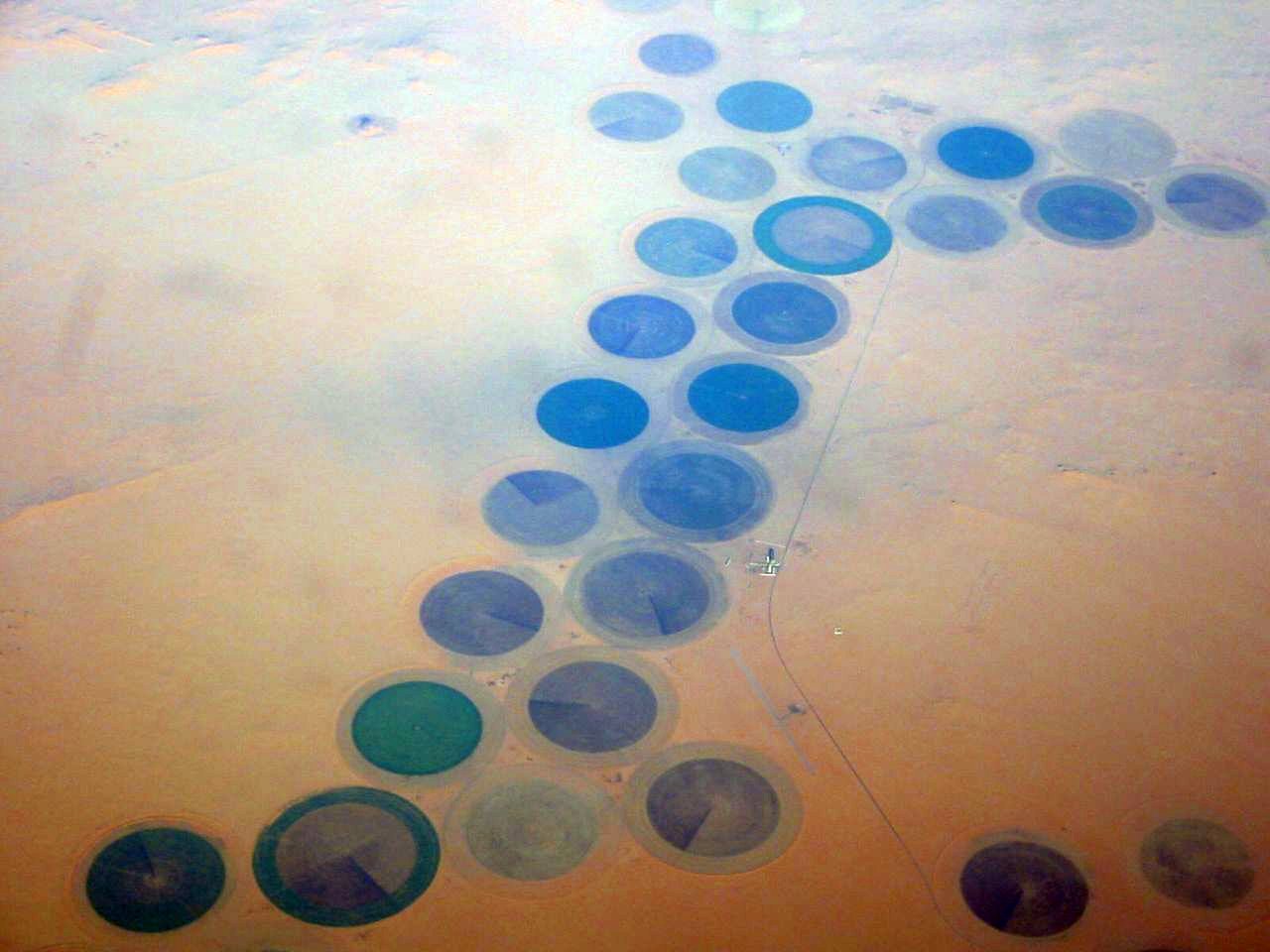 Pengairan pangsi di Kufra, tenggara Libya, 2008