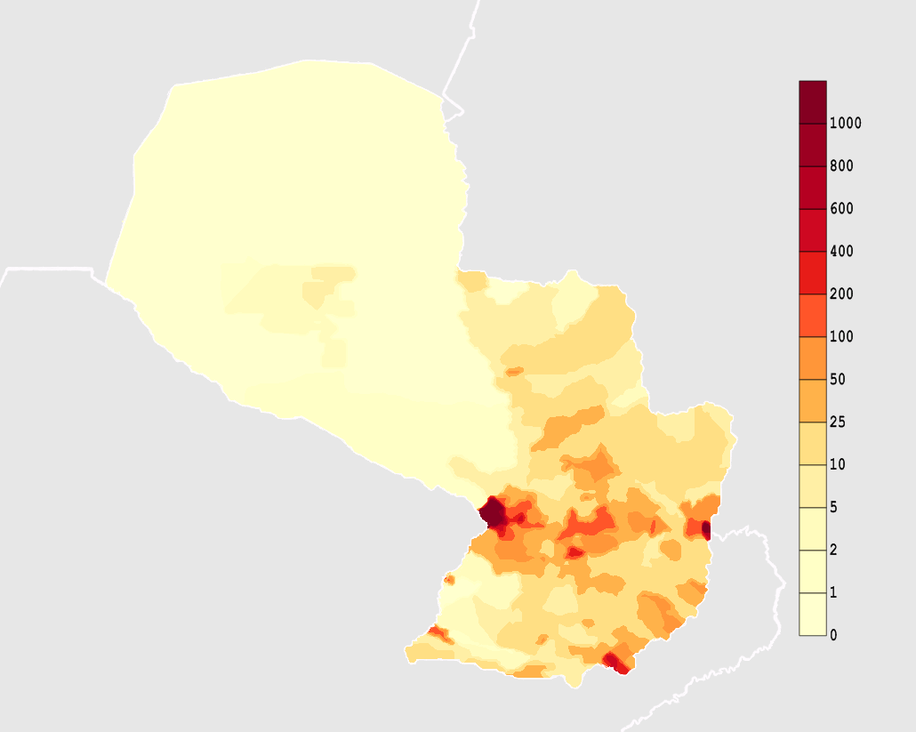 Mật độ dân số Paraguay (người trên km2)