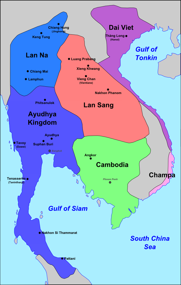 Ayutthaya dan jiran-jirannya, sekitar 1540 M