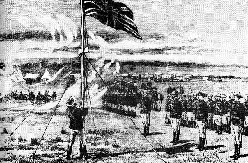 Union Jack dikibarkan di atas Benteng Salisbury pada 13 September 1890.