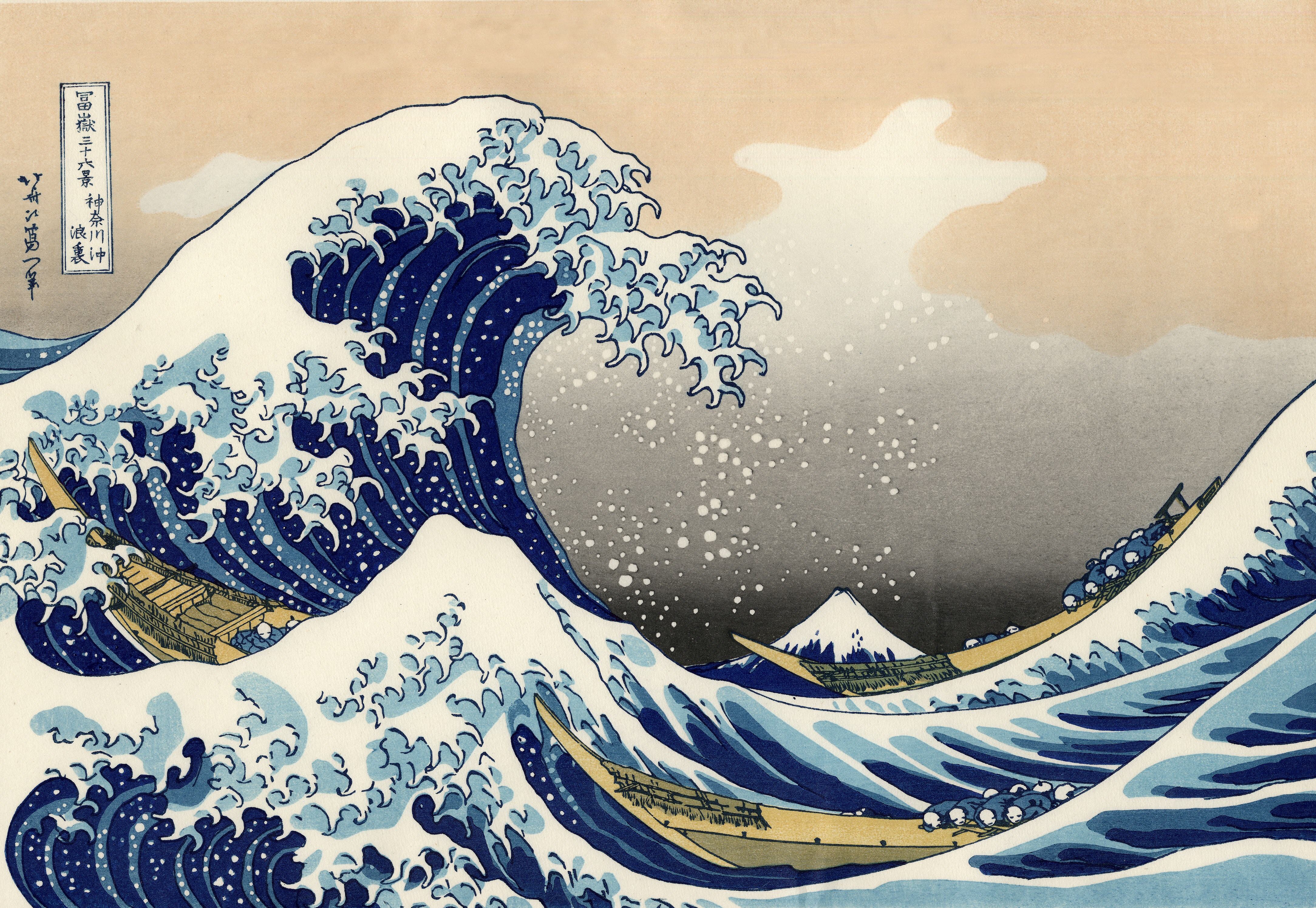 Cetakan balok kayu ukiyo-e abad ke-19 karya Hokusai Ombak Besar di Kanagawa