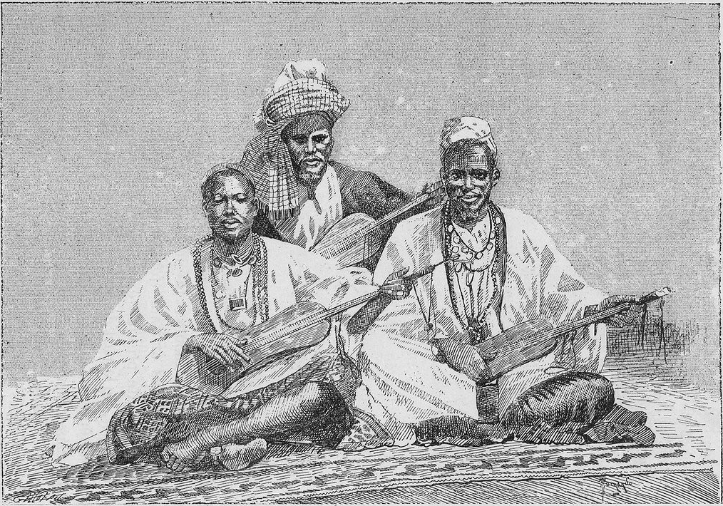 Griots of Sambala, king of Médina (Fula people, Mali), 1890. Photo by Joannès Barbier.