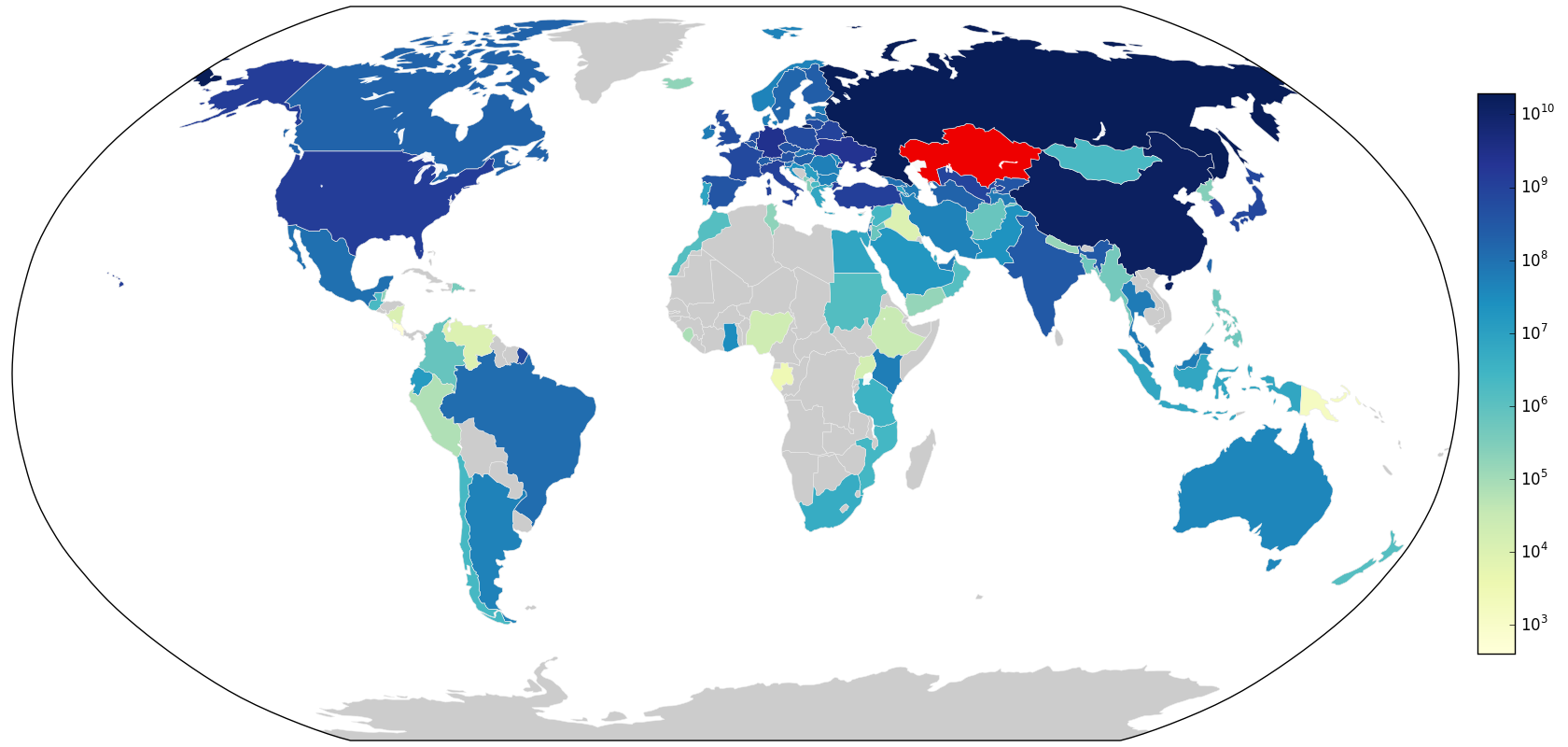 Bản đồ các mặt hàng nhập khẩu của Kazakhstan, 2013