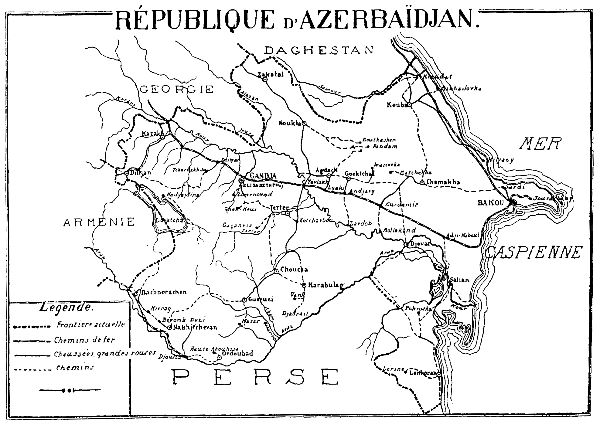 Peta yang dipresentasikan oleh delegasi Azerbaijan dalam Konferensi Perdamaian Paris, 1919